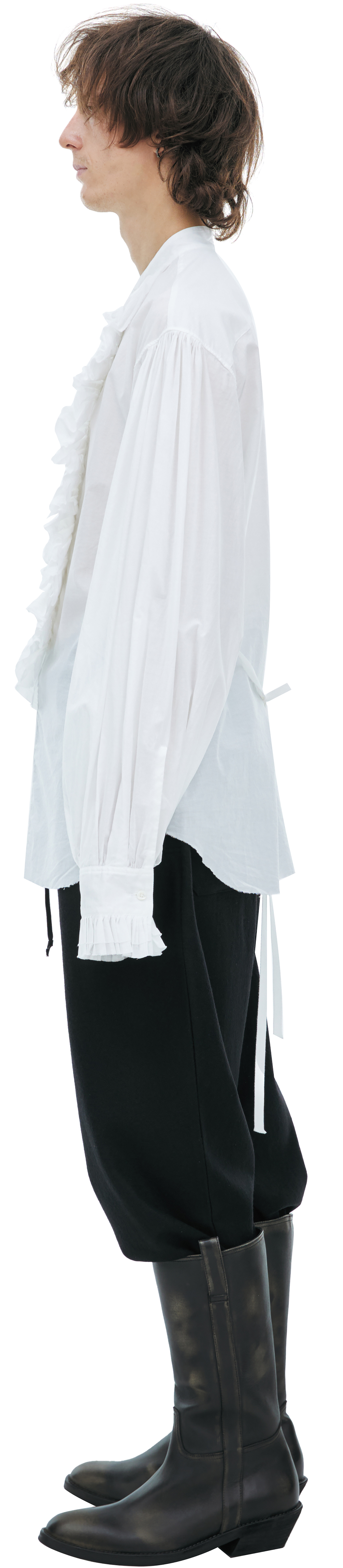 Ann Demeulemeester Хлопковая рубашка с объемными оборками на манишке