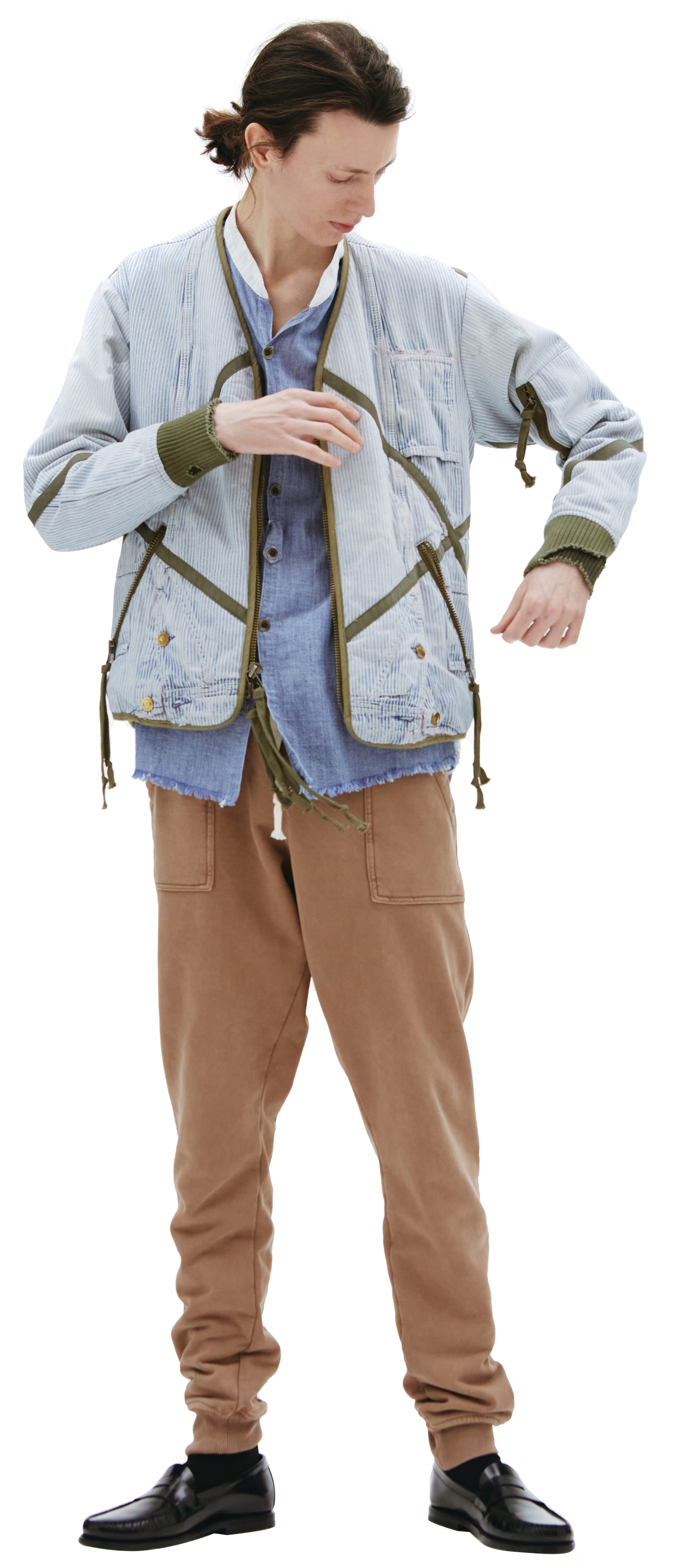 Greg Lauren Куртка Engineer в полоску