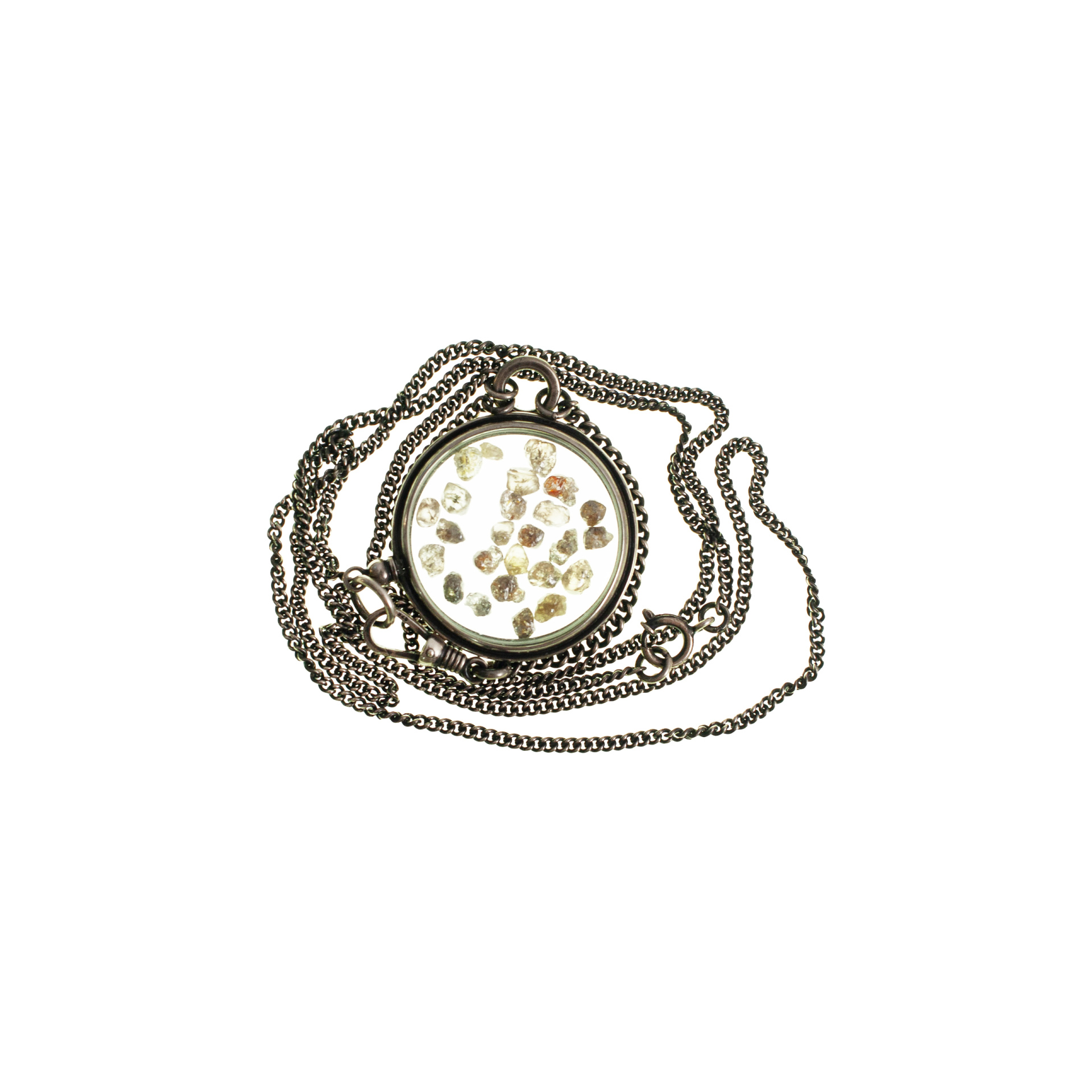 Ann Demeulemeester Серебряное колье с капсулой