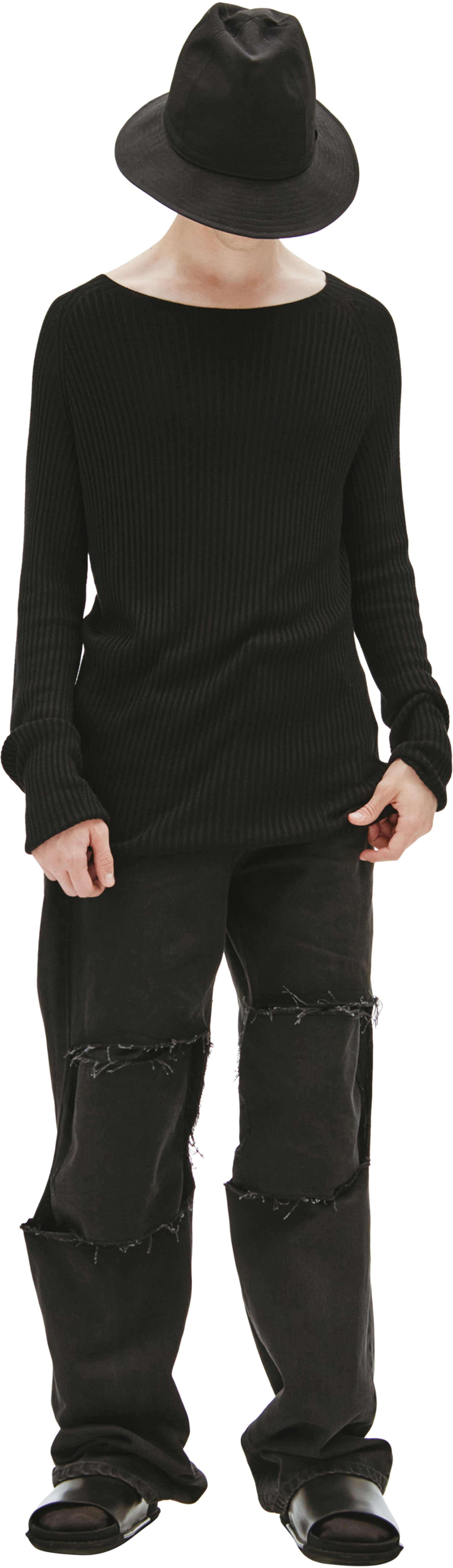 Yohji Yamamoto Свитер-лапша с круглым вырезом