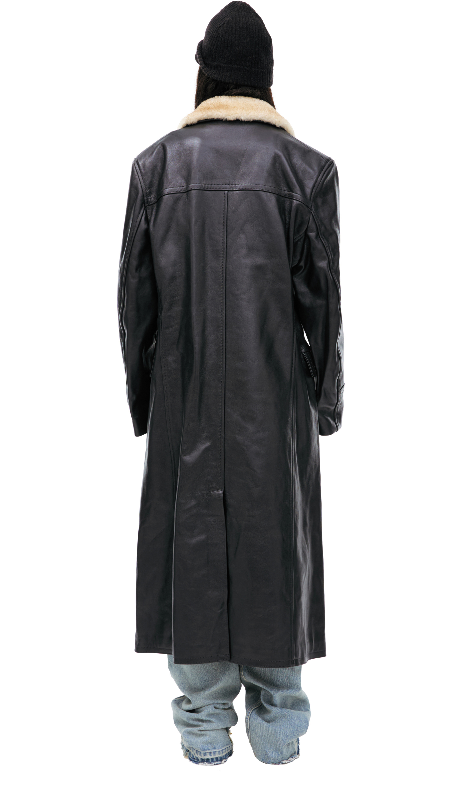 Enfants Riches Déprimés Двубортное Черное пальто из кожи