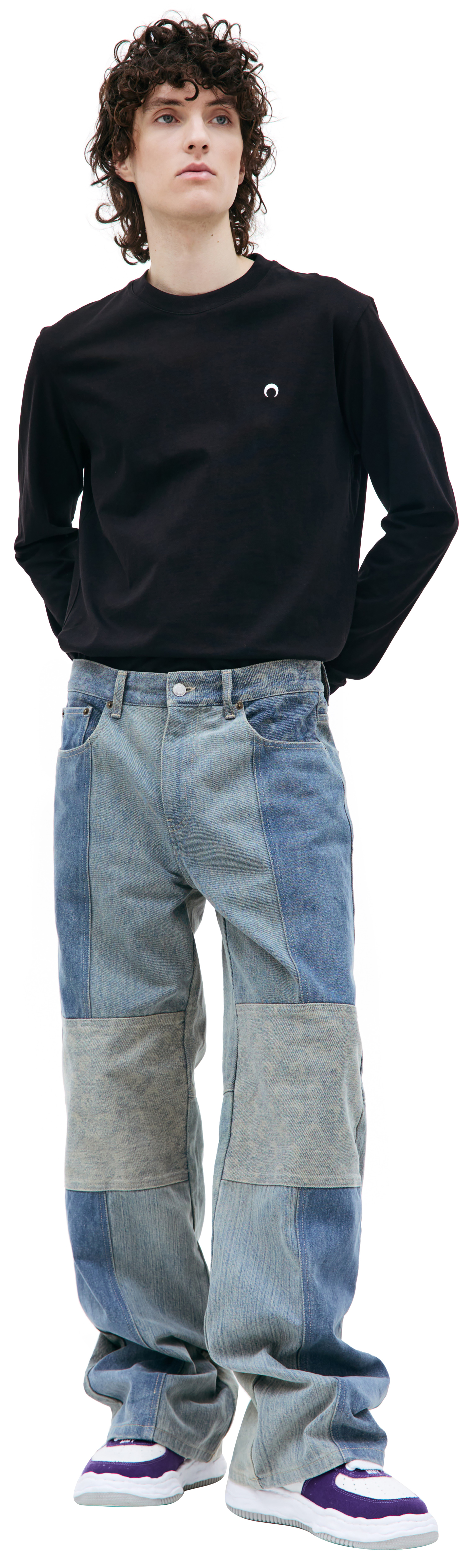 MARINE SERRE Джинсы пэчворк с монограммой Moon