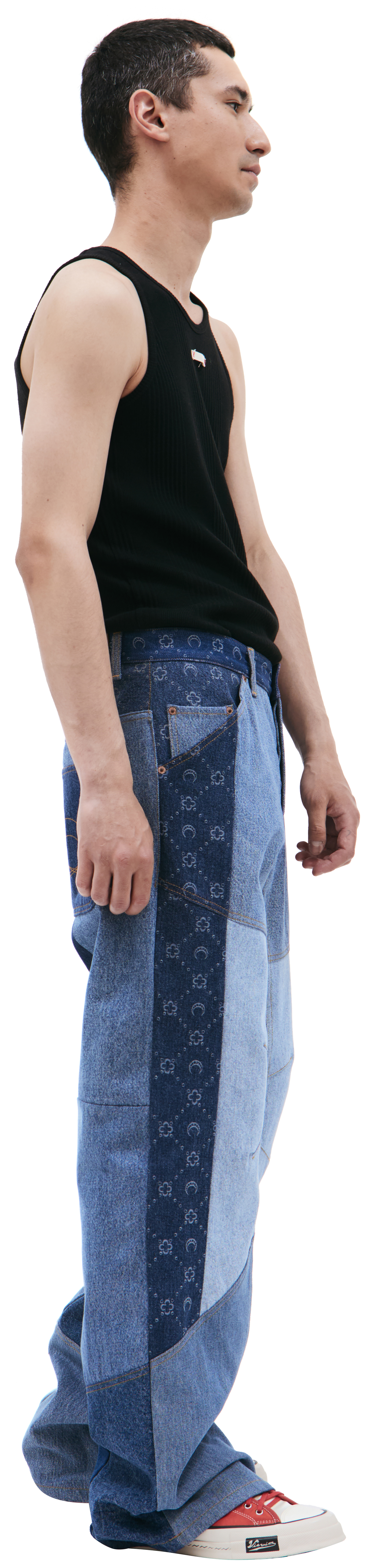 MARINE SERRE Джинсы пэчворк с монограммой