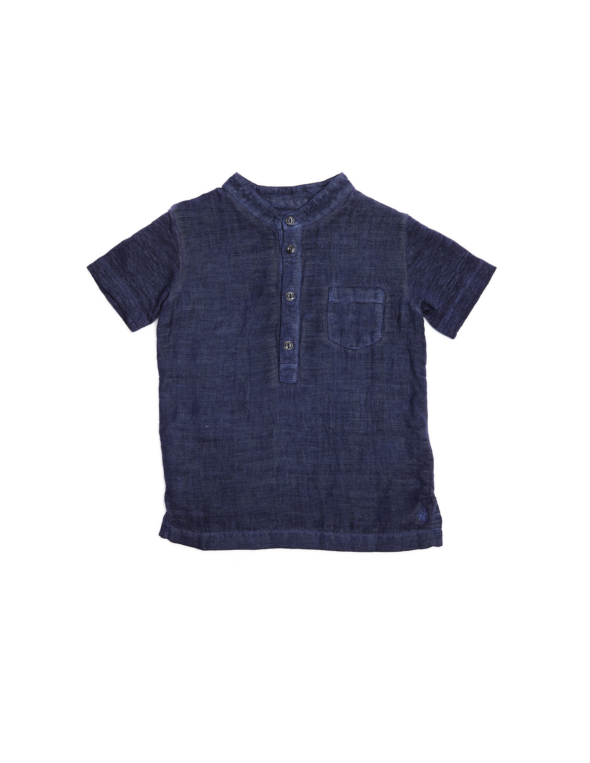 120% Lino Kids Синяя льняная футболка