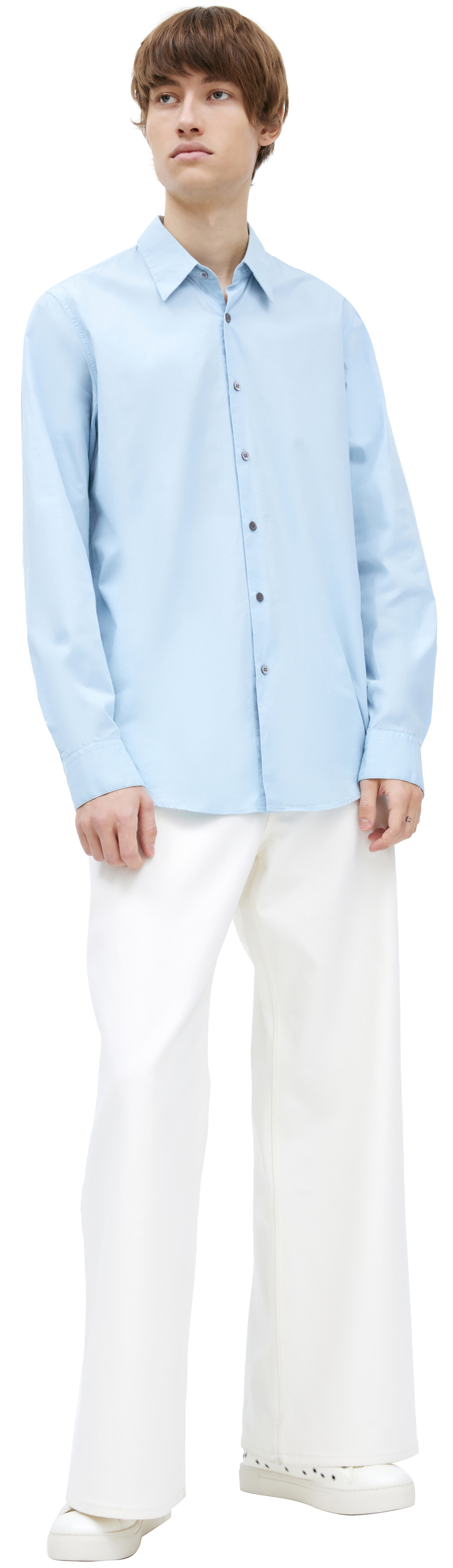 Dries Van Noten Голубая рубашка из хлопка