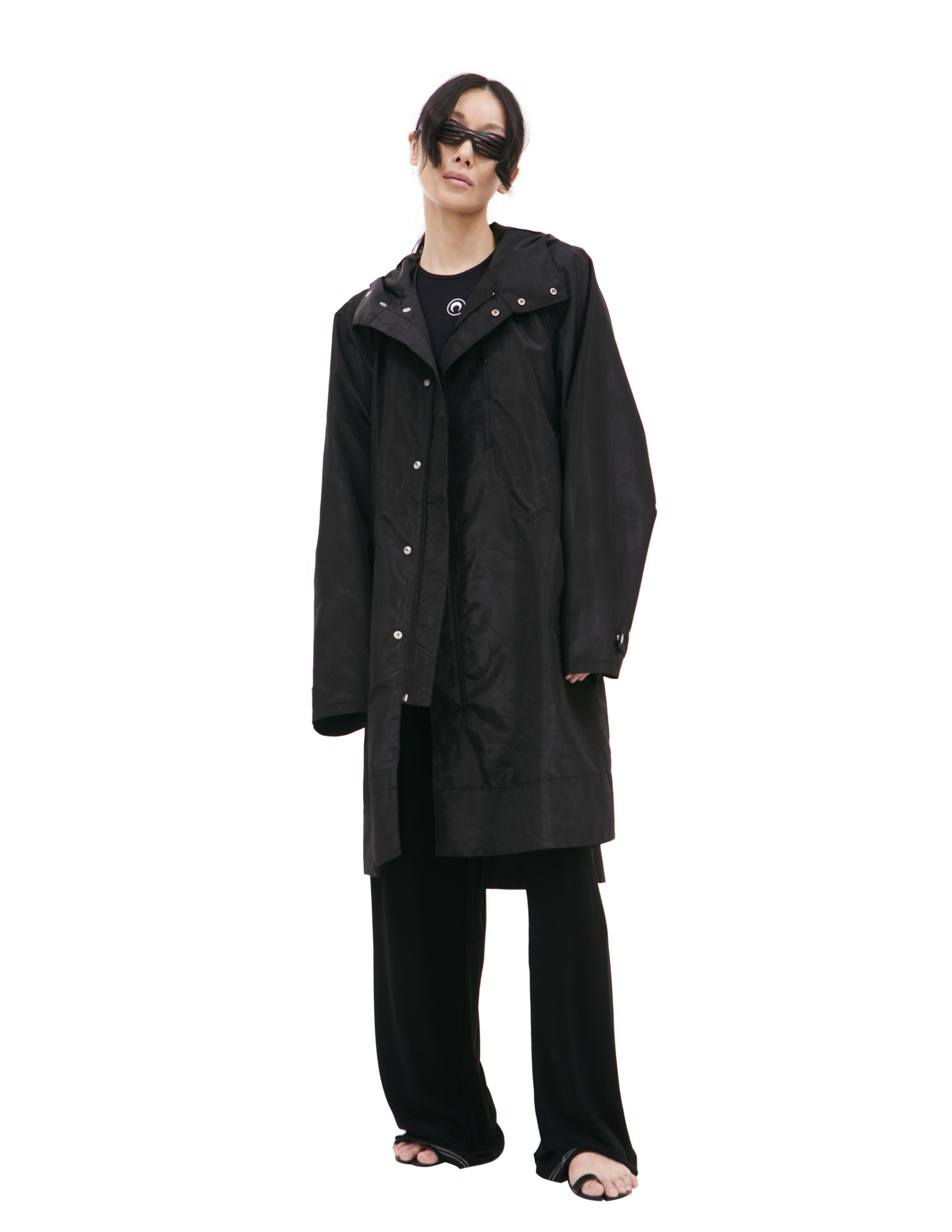 MARINE SERRE Черный дождевик с логотипом