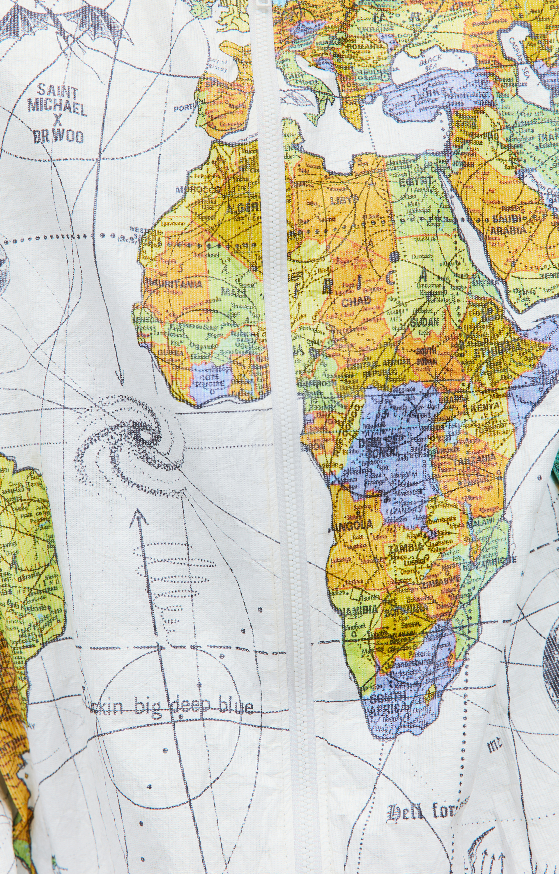 Saint Michael Бомбер Saint Michael x Dr. Woo с принтом карты мира