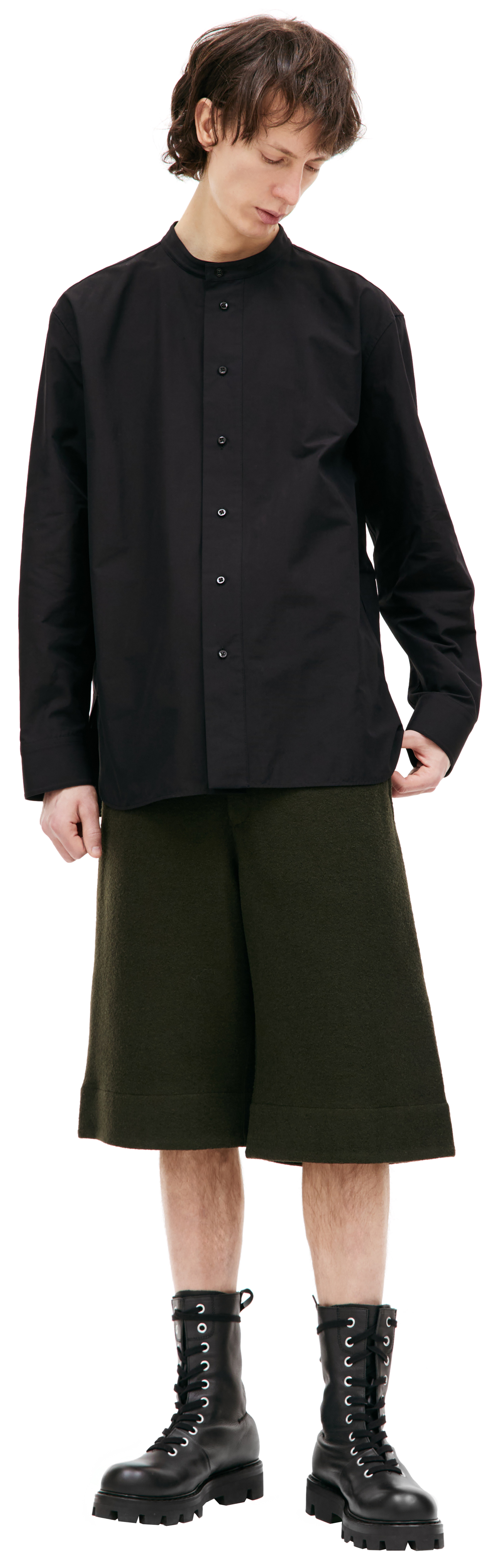 Jil Sander Хлопковая рубашка Monday P.M. с воротником-стойкой