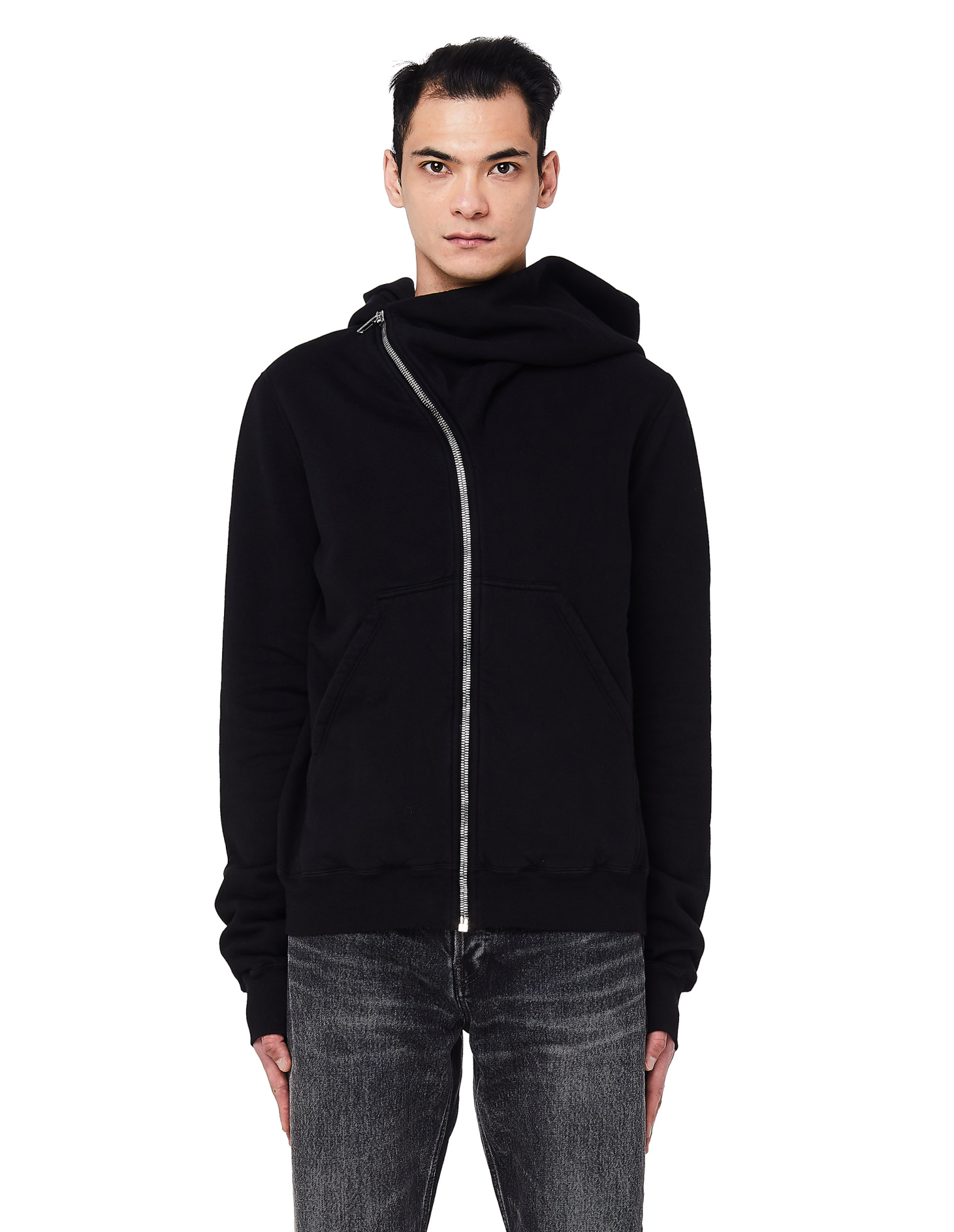 DRKSHDW by Rick Owens Черное хлопковое худи на молнии