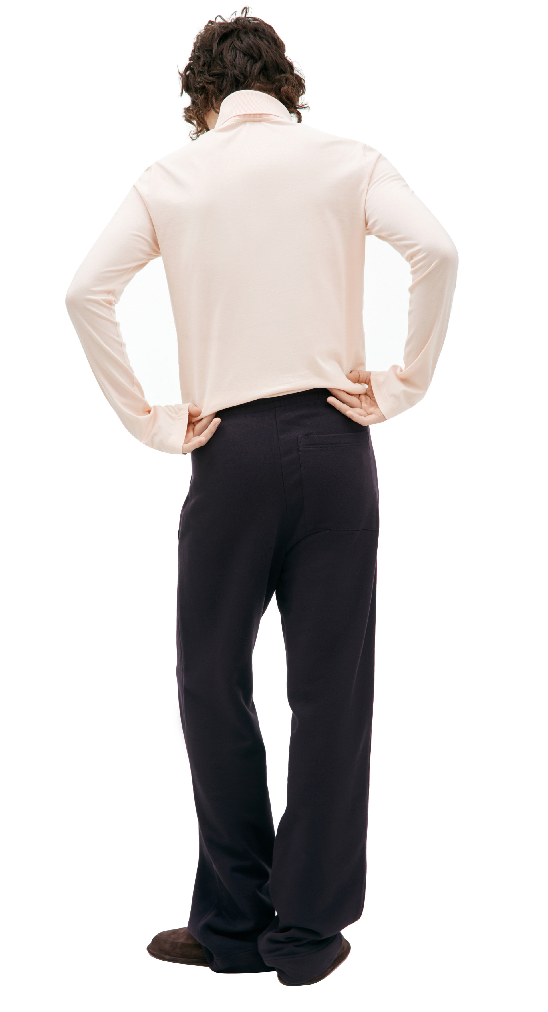 Dries Van Noten Темно-синие брюки из хлопка