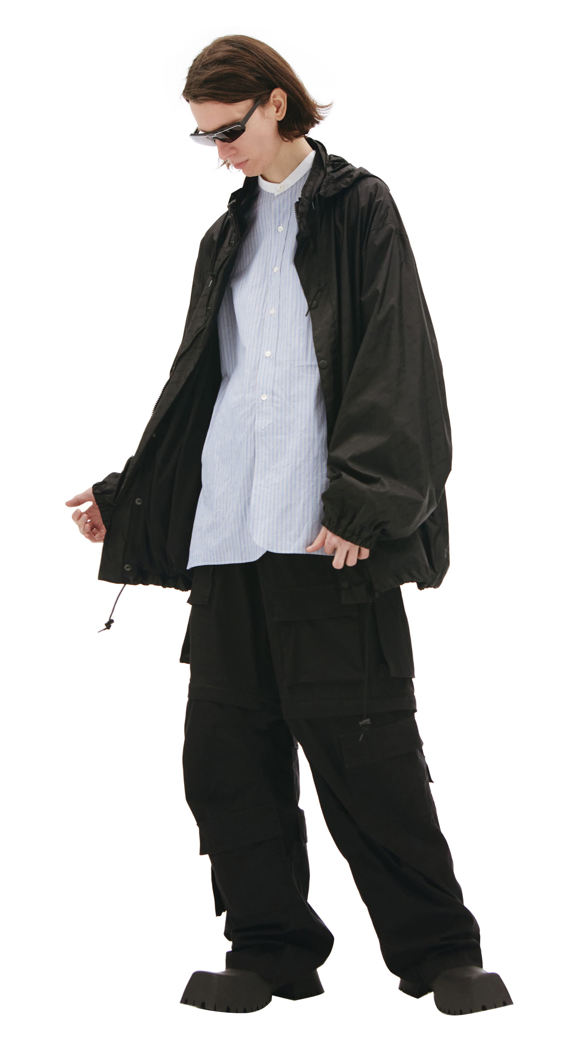 Balenciaga Черная ветровка с монопринтом