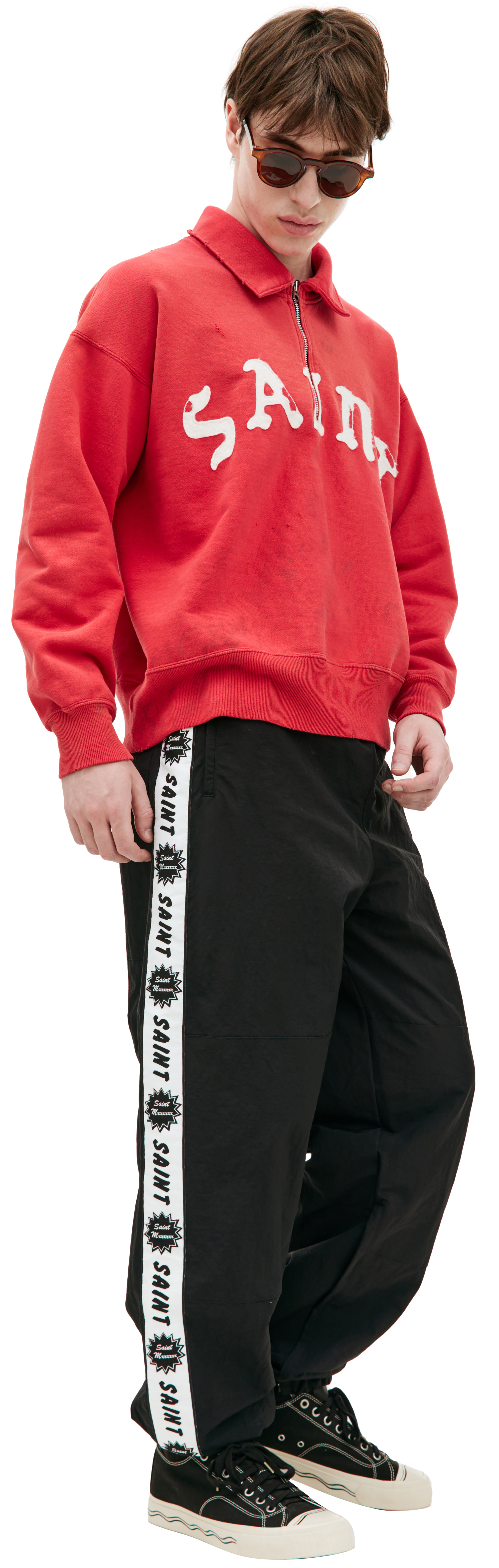 Saint Mxxxxxx Красный свитшот на молнии