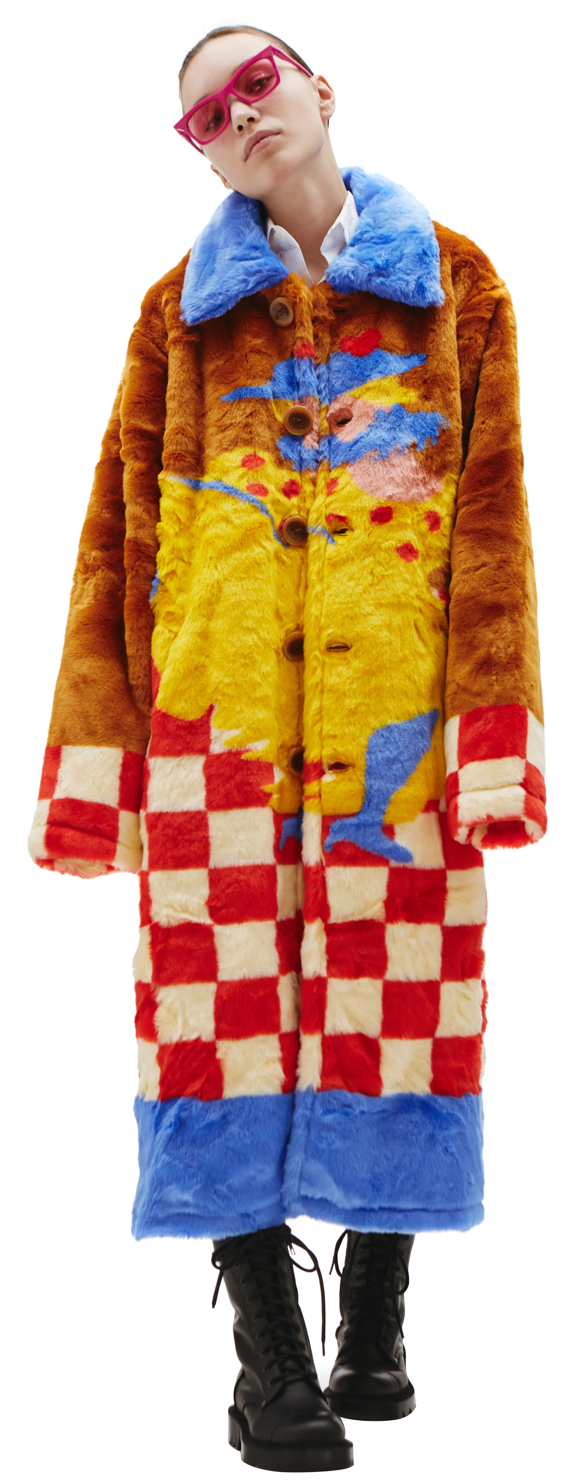 KidSuper Разноцветная шуба из искуственного меха