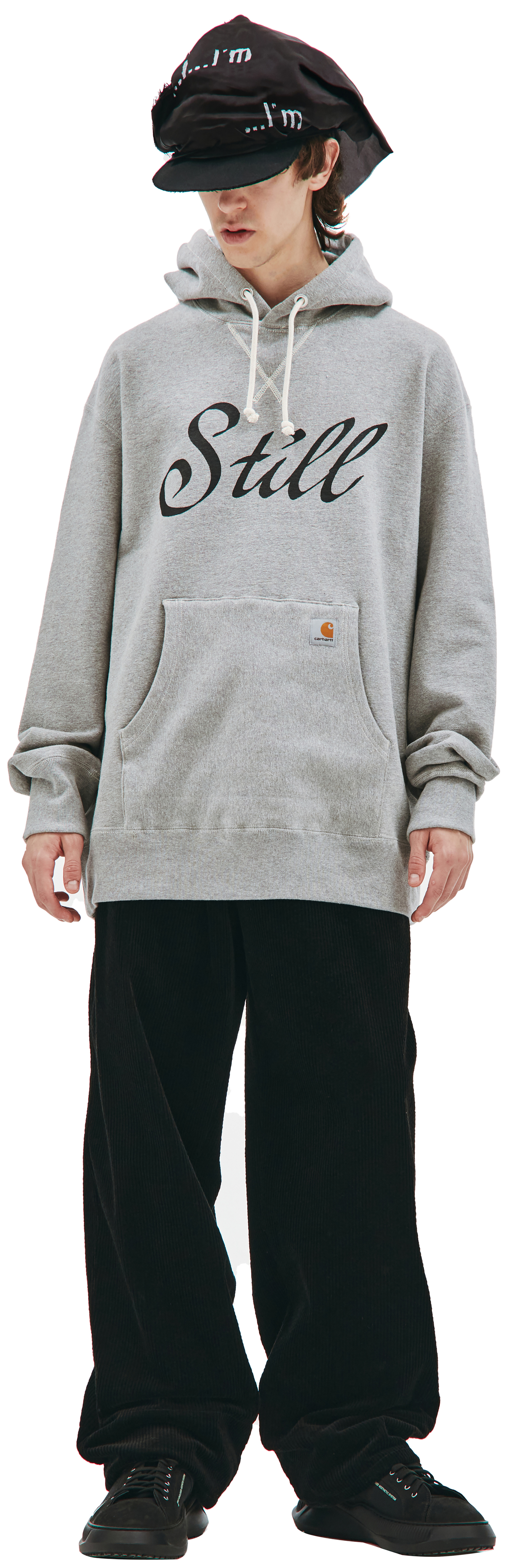 Junya Watanabe Серое худи Junya Watanabe x Carhartt с принтом