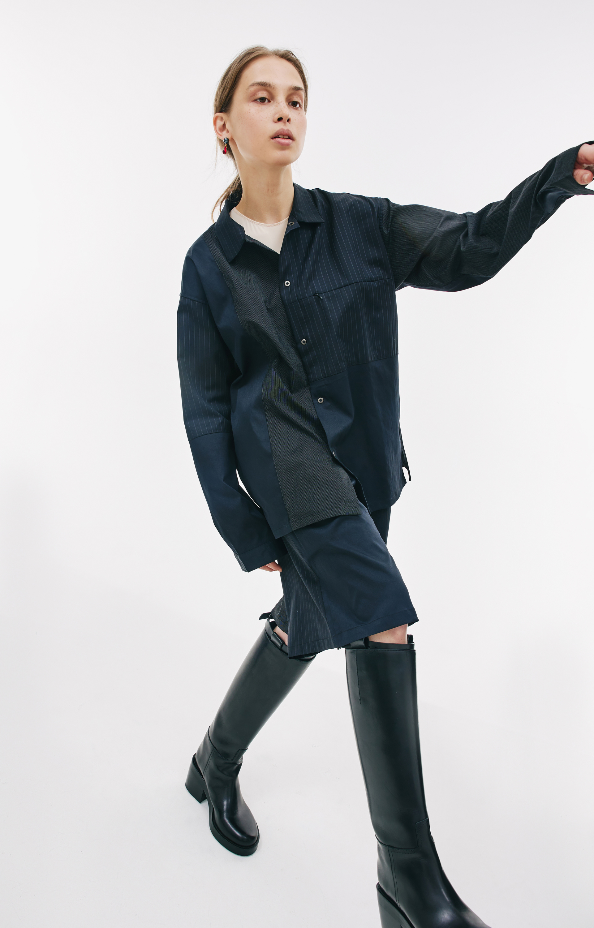 KIMMY Рубашка пэчворк в полоску