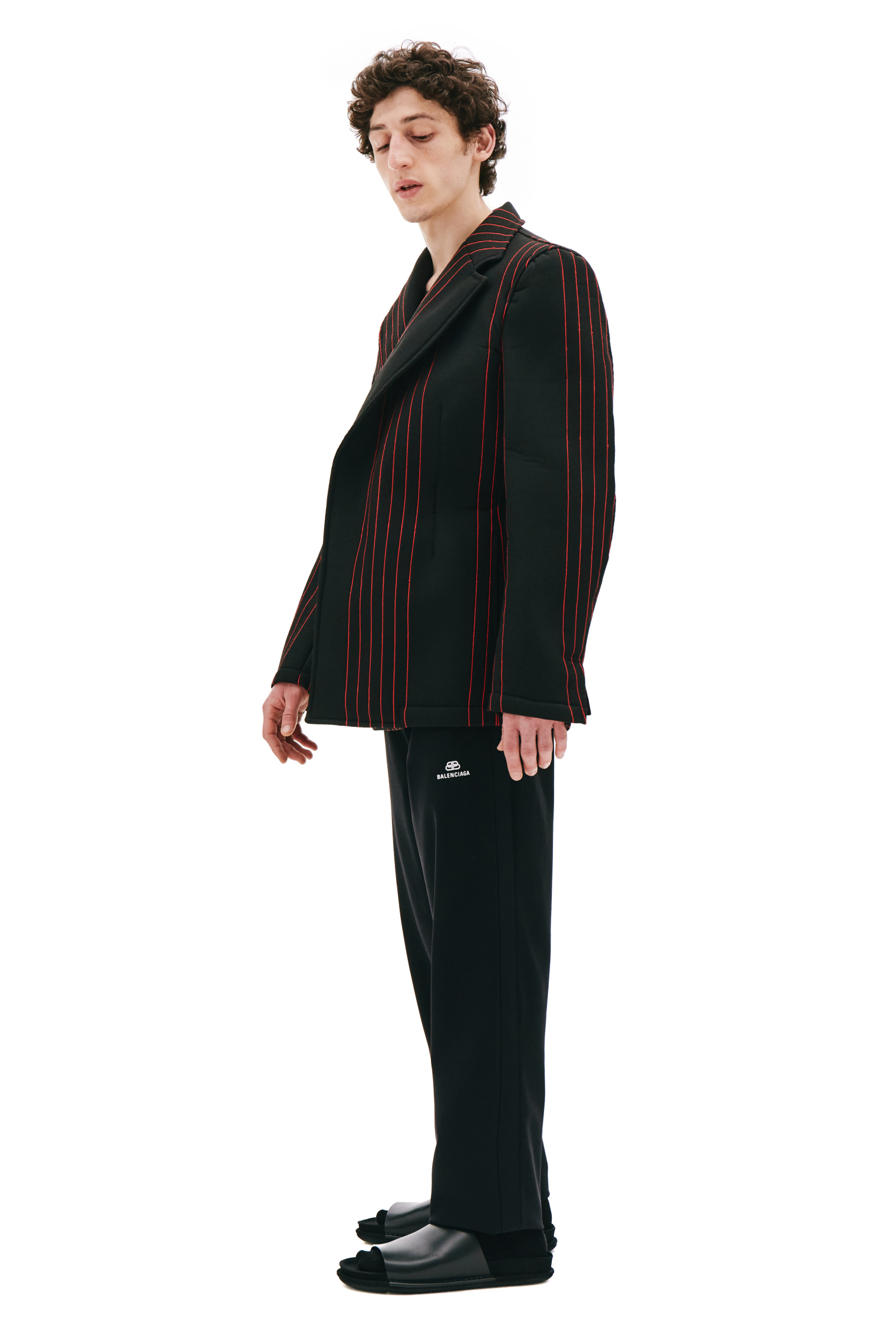 Comme des Garcons Homme plus Черный пиджак в красную полоску