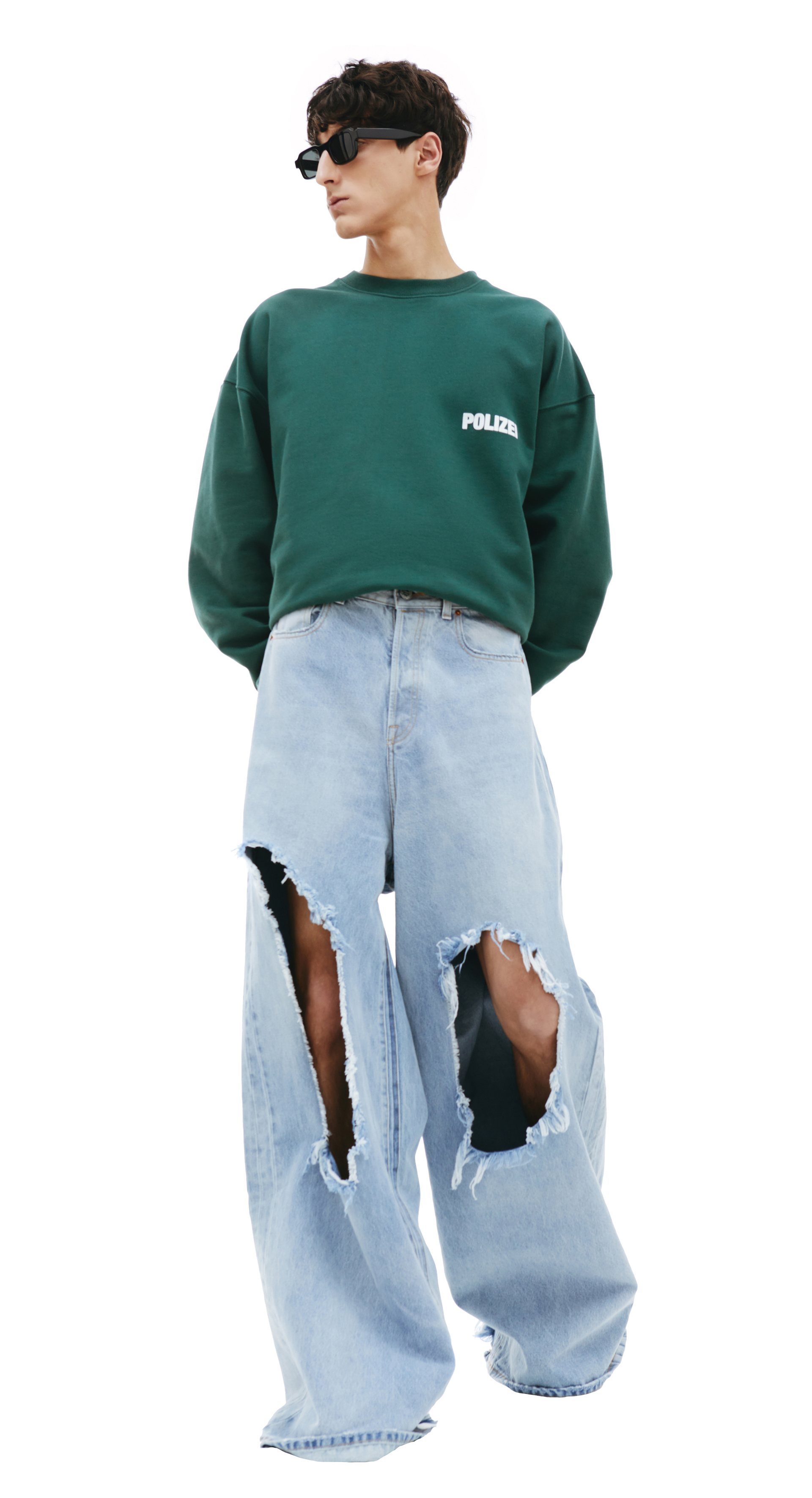 VETEMENTS Широкие джинсы с рваными коленями