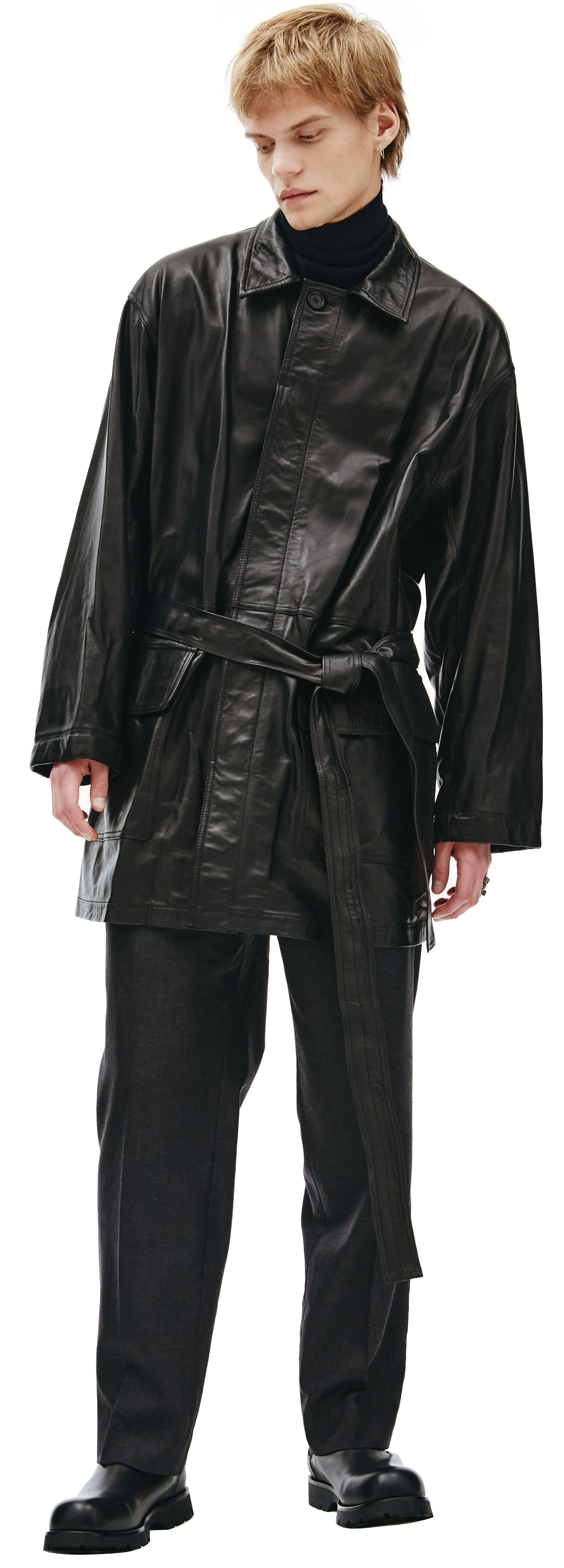 Fear of God Кожаное пальто с поясом