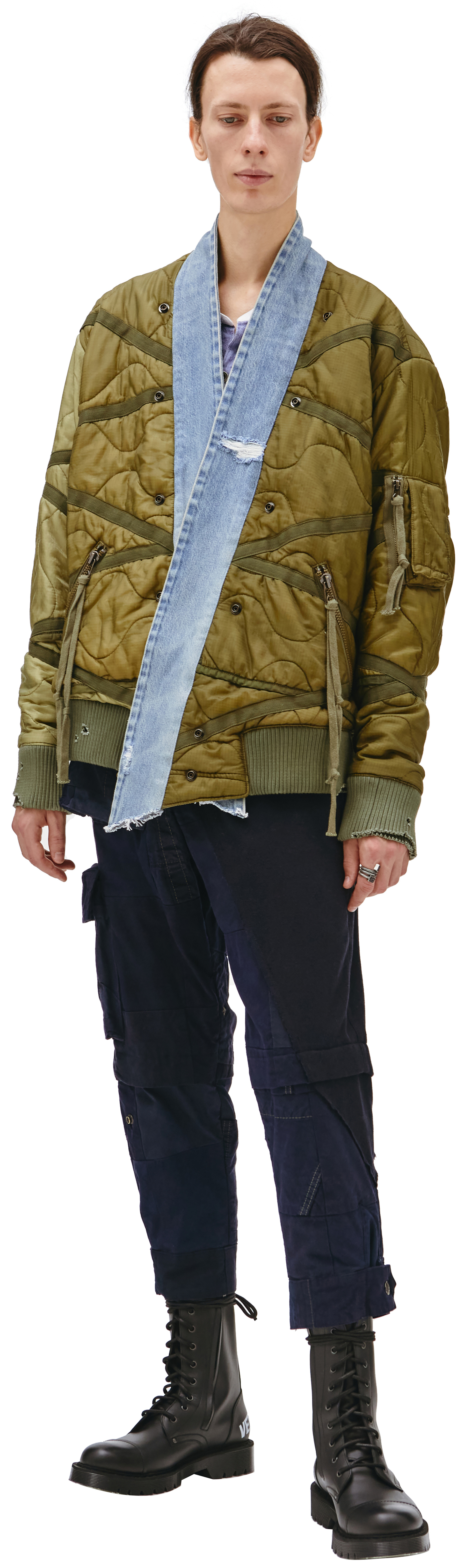 Greg Lauren Куртка со вставками из денима