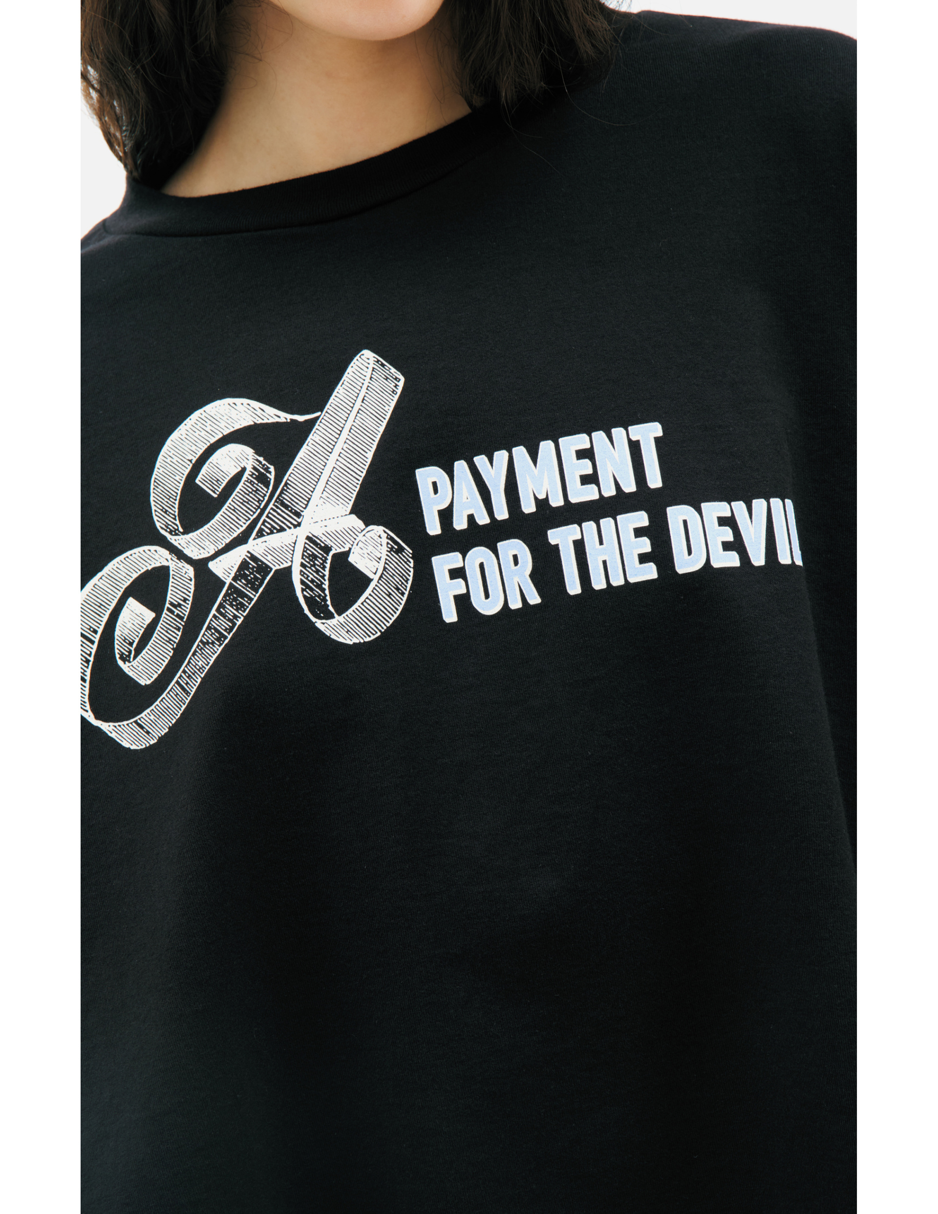 Undercover Пуловер-UC1F1892-1 кроп-свитшот с надписью PAYMENT FOR THE DEVIL, черный