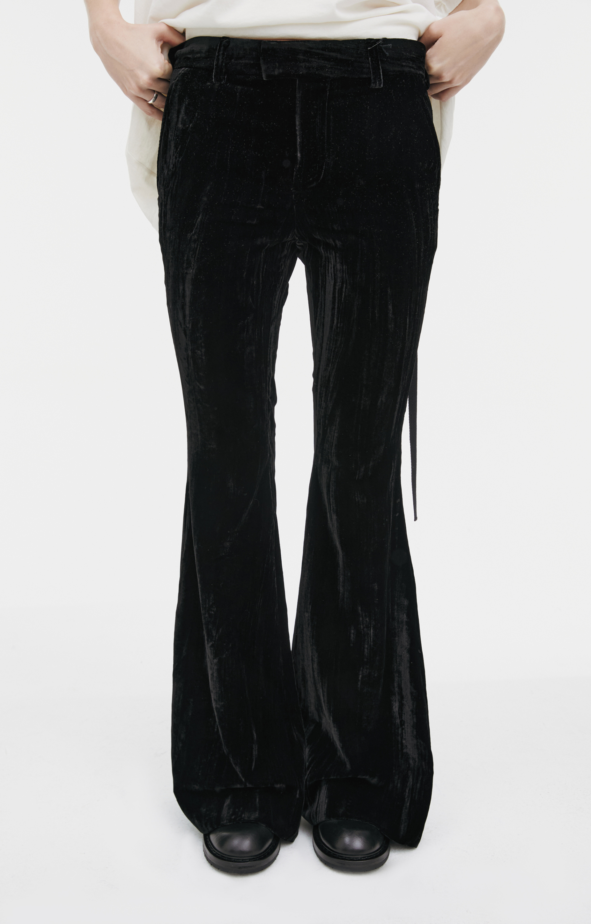 Ann Demeulemeester Бархатные брюки с завязками на талии