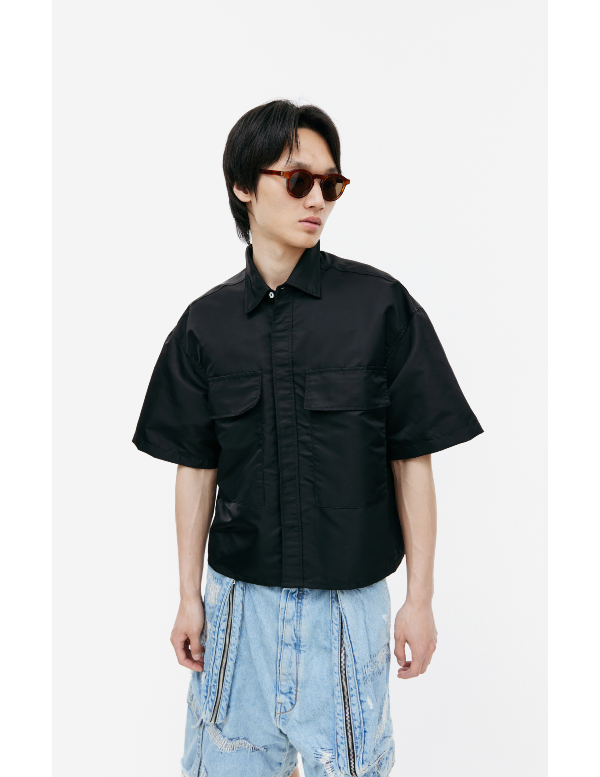 B1ARCHIVE Черная рубашка с коротким рукавом