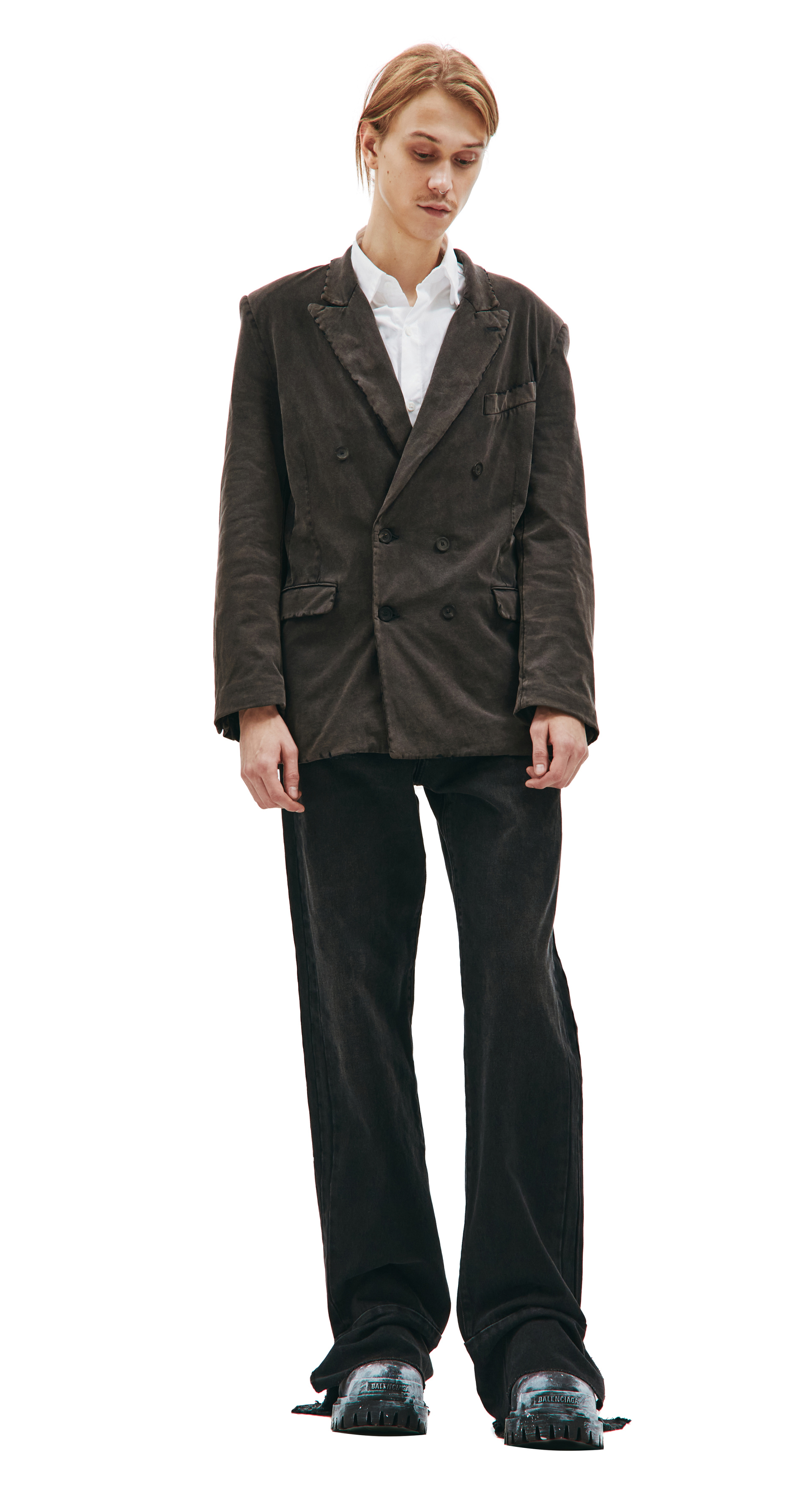 Balenciaga Двубортный пиджак с выстиранным эффектом