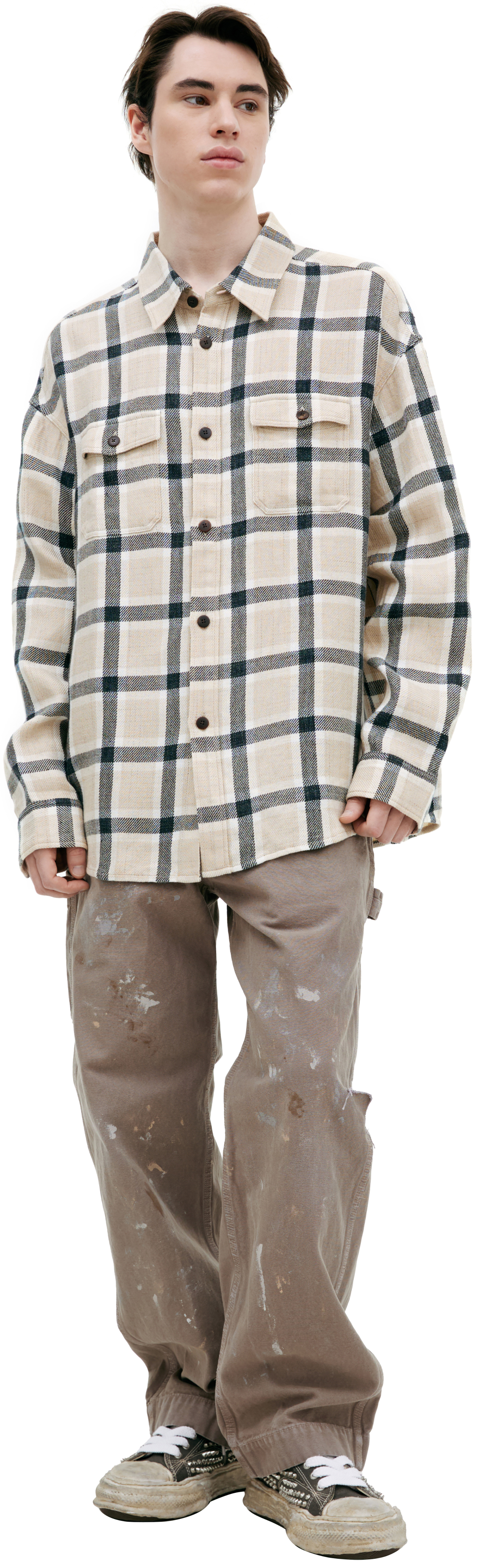 visvim Льняная рубашка в клетку