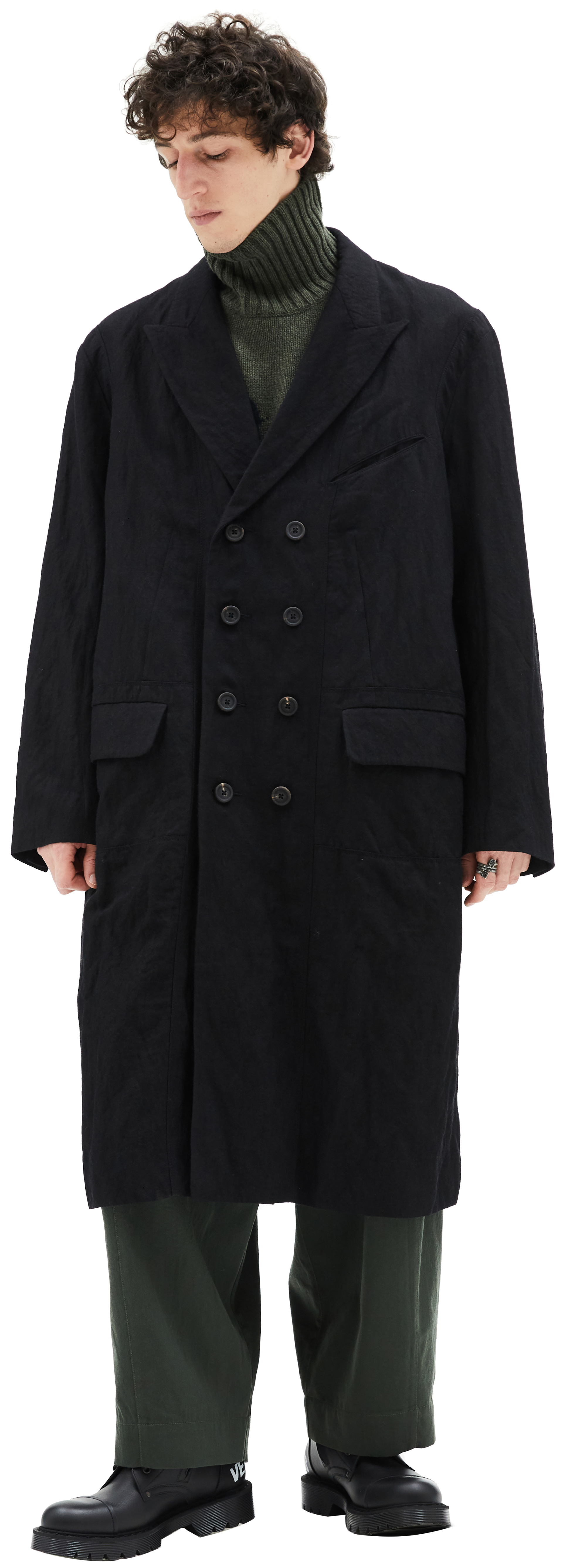 Ziggy Chen Двубортное Оверсайз Пальто