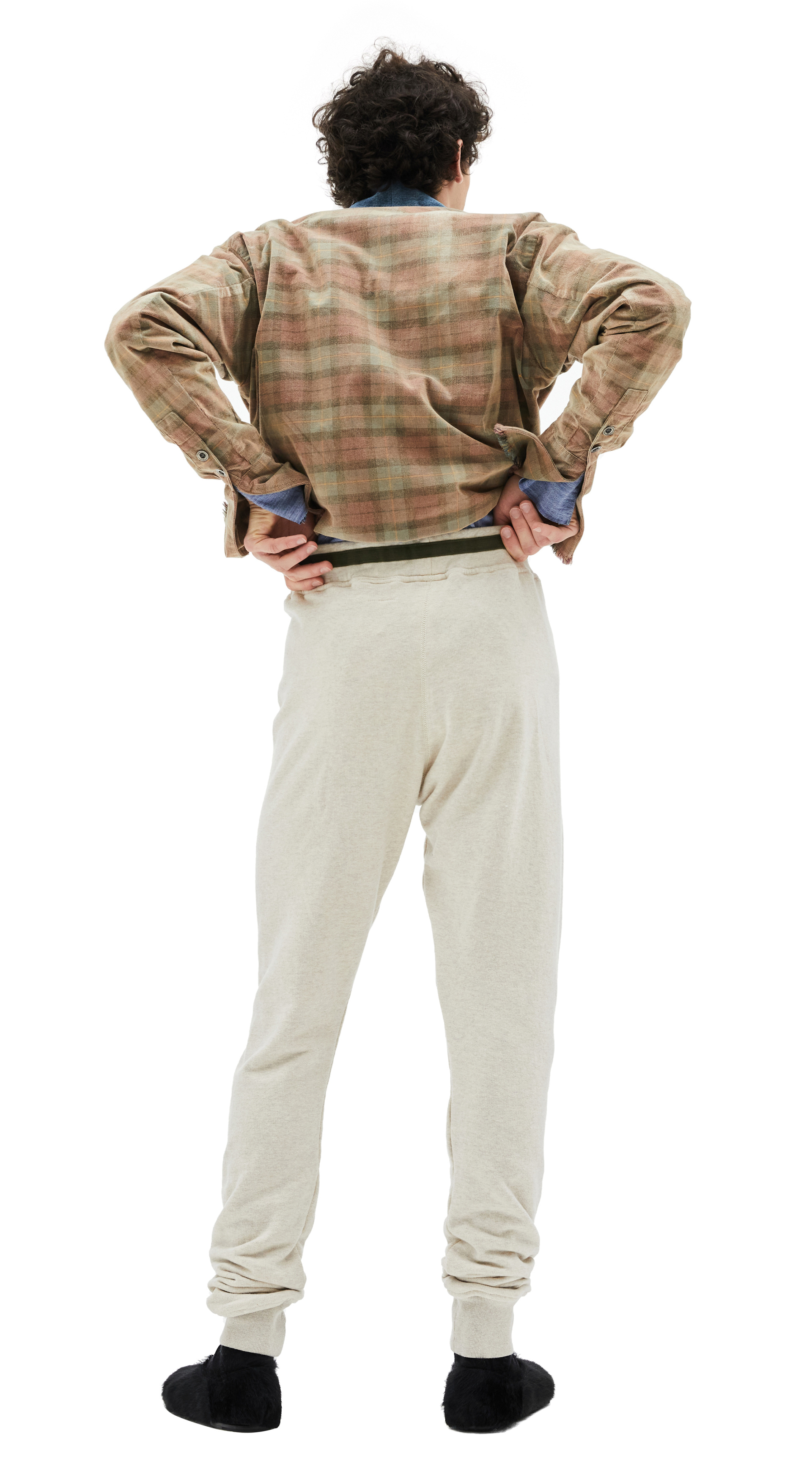 Greg Lauren Бежевые спортивные брюки на кулиске