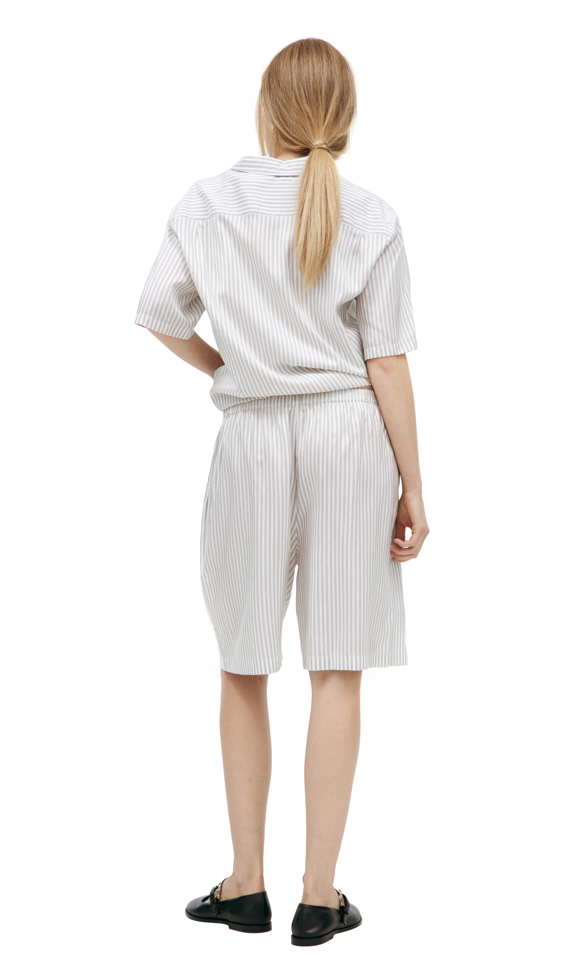 The Row Шелковые шорты в полоску