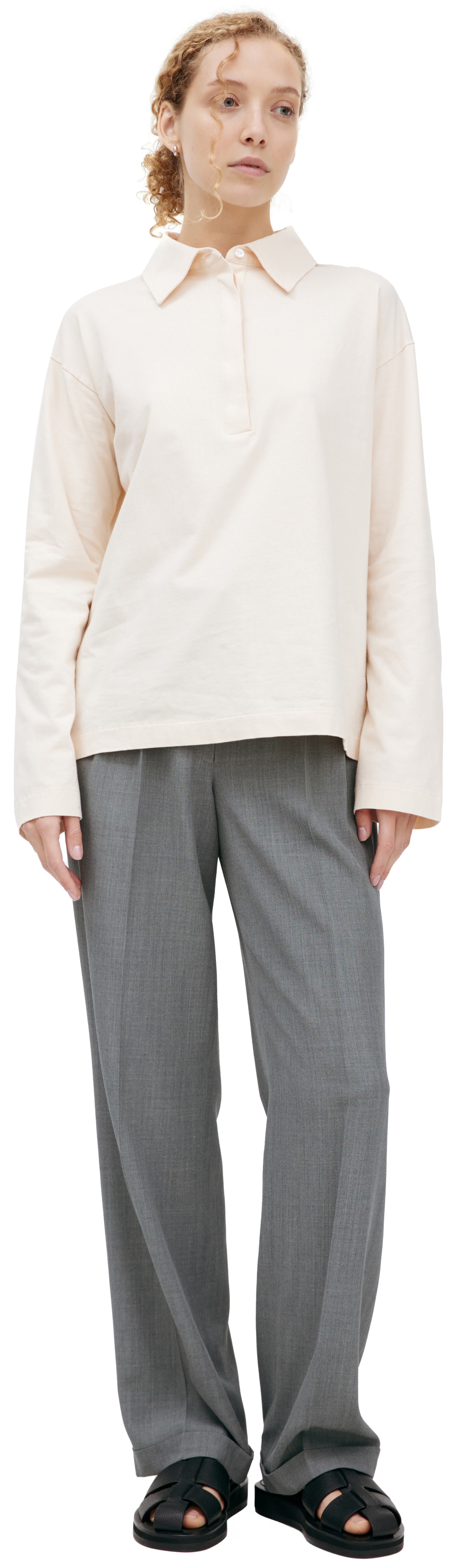 The Row Бежевое поло из хлопка