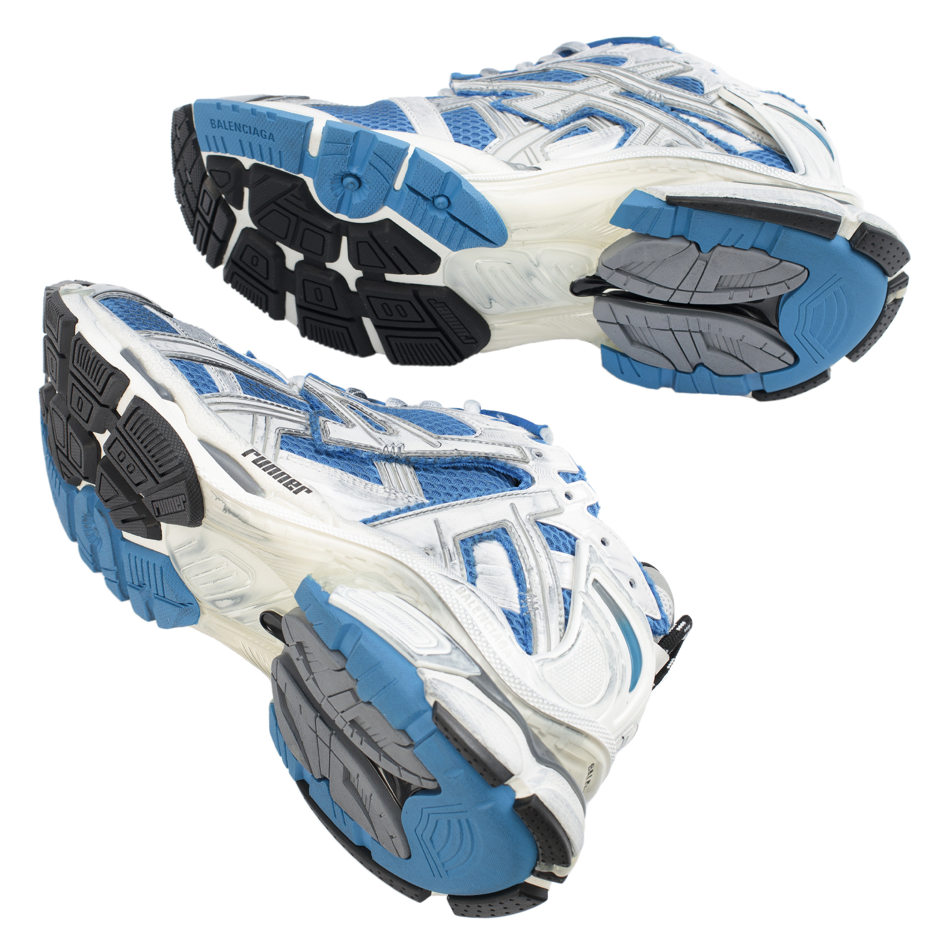Balenciaga Серо-голубые кроссовки Runner