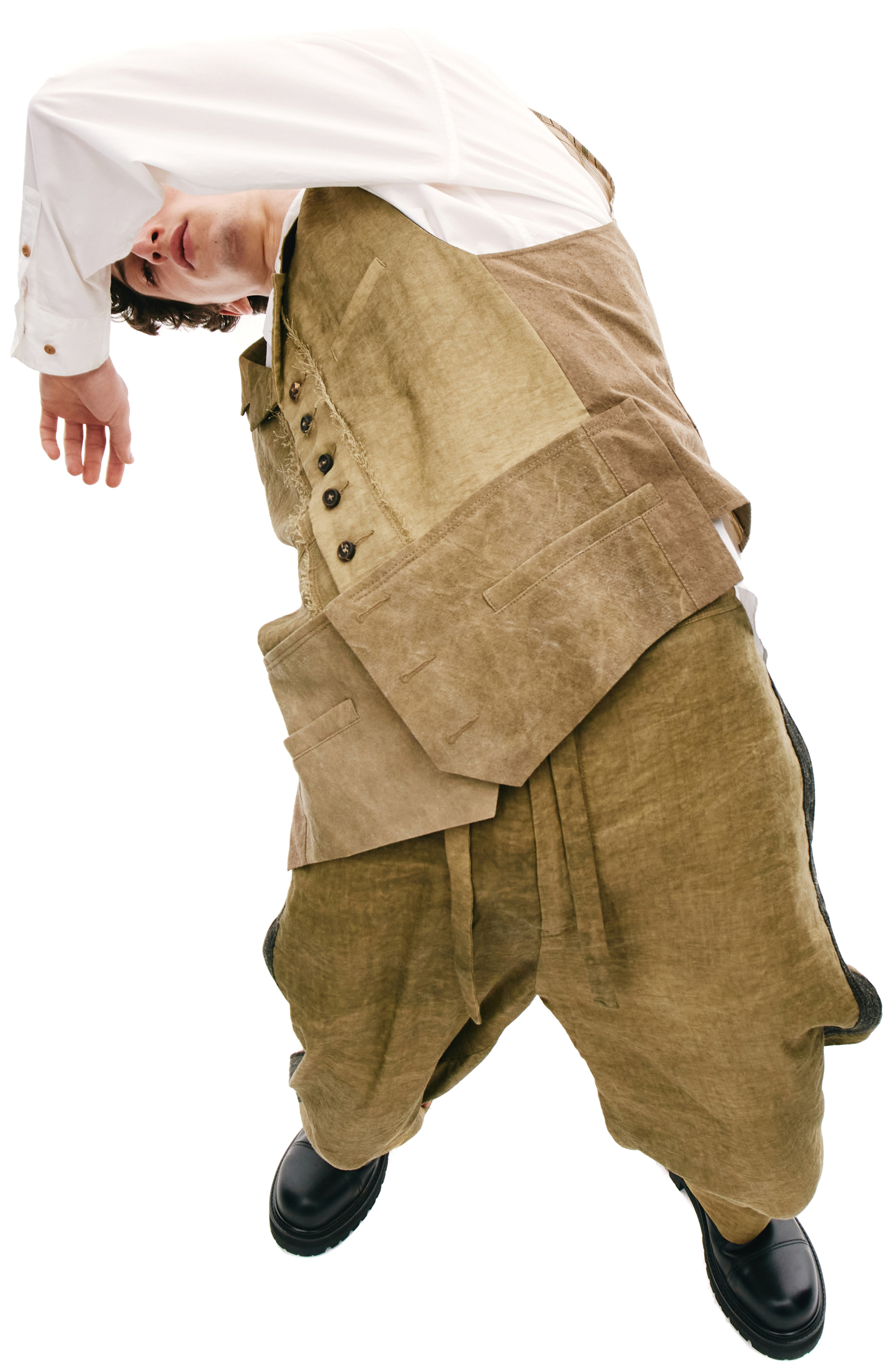 Ziggy Chen Хлопковый жилет цвета хаки