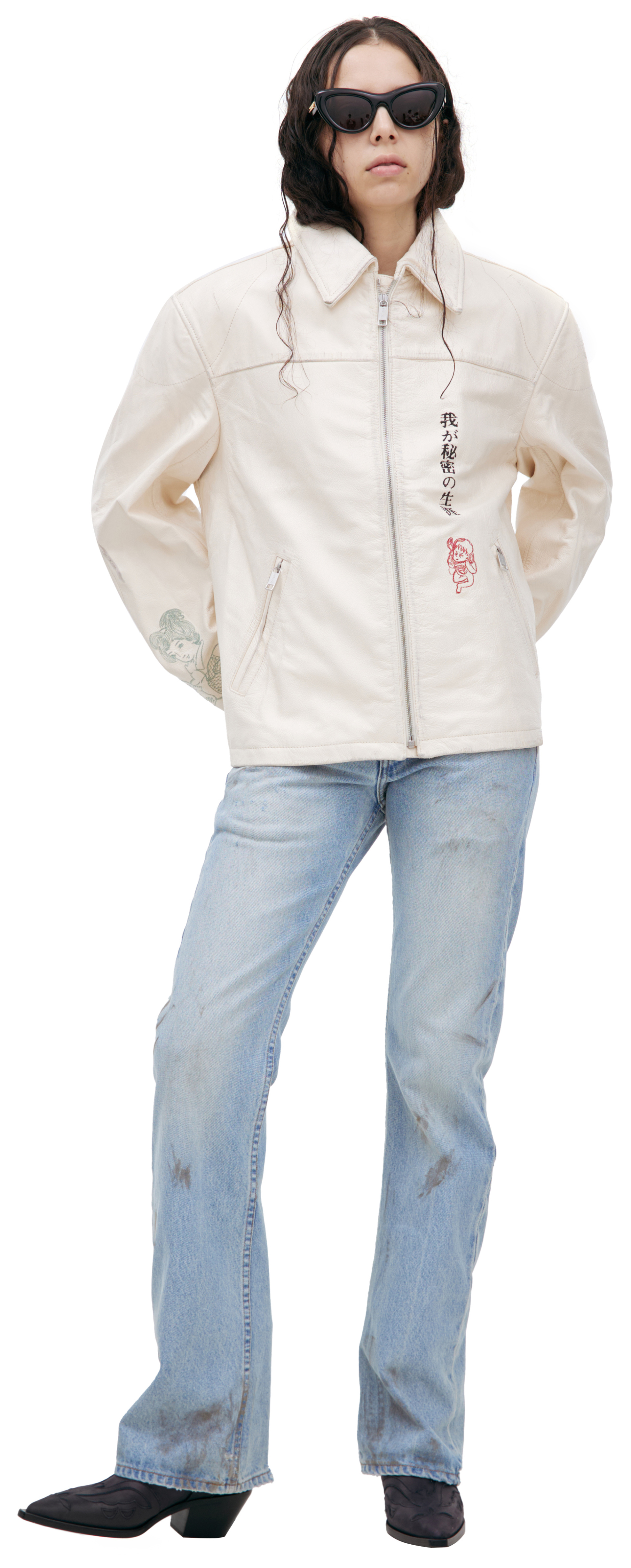 Enfants Riches Déprimés Кожаная куртка с иероглифами