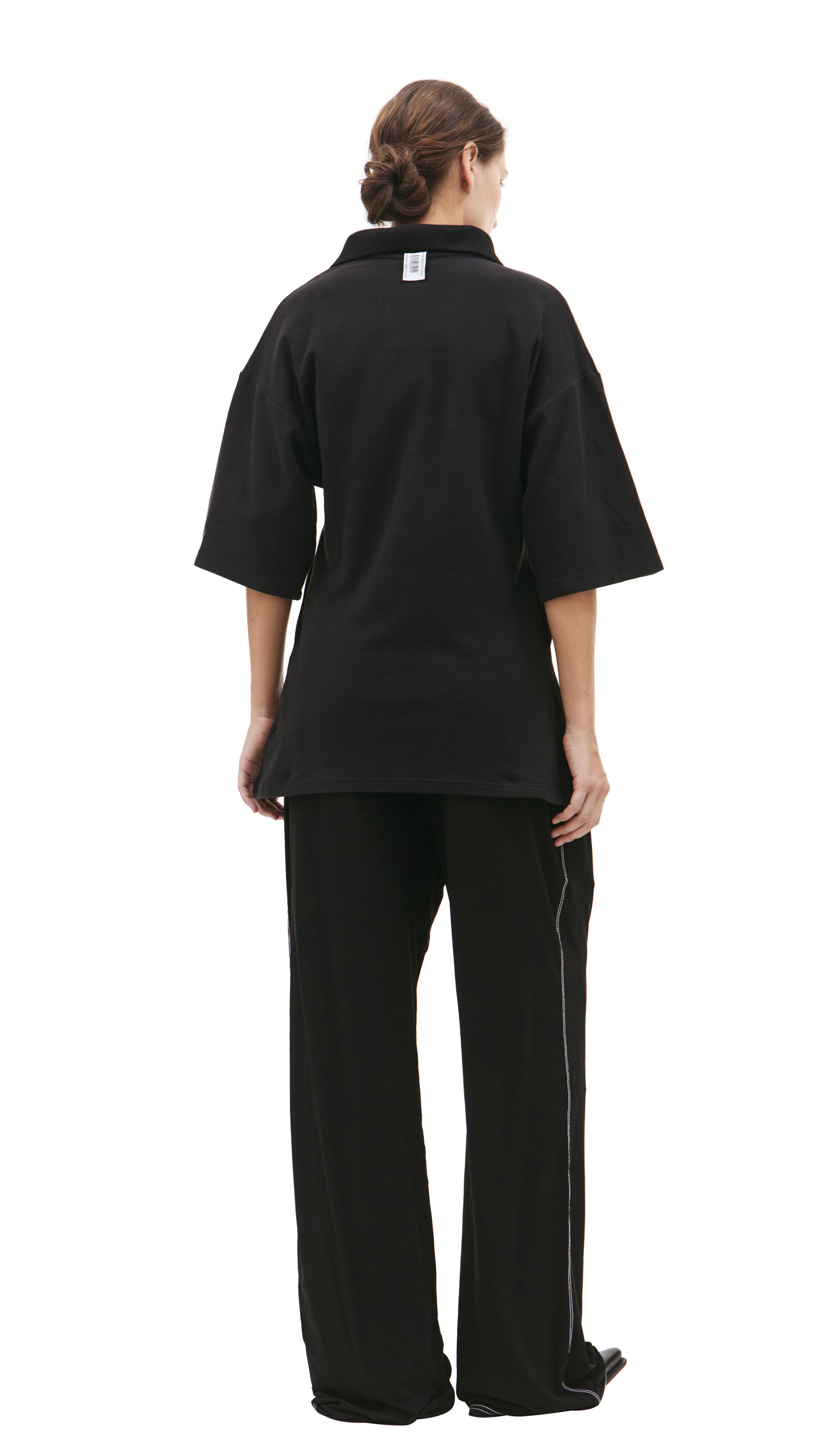 PROTOTYPES Черная футболка с воротником-поло