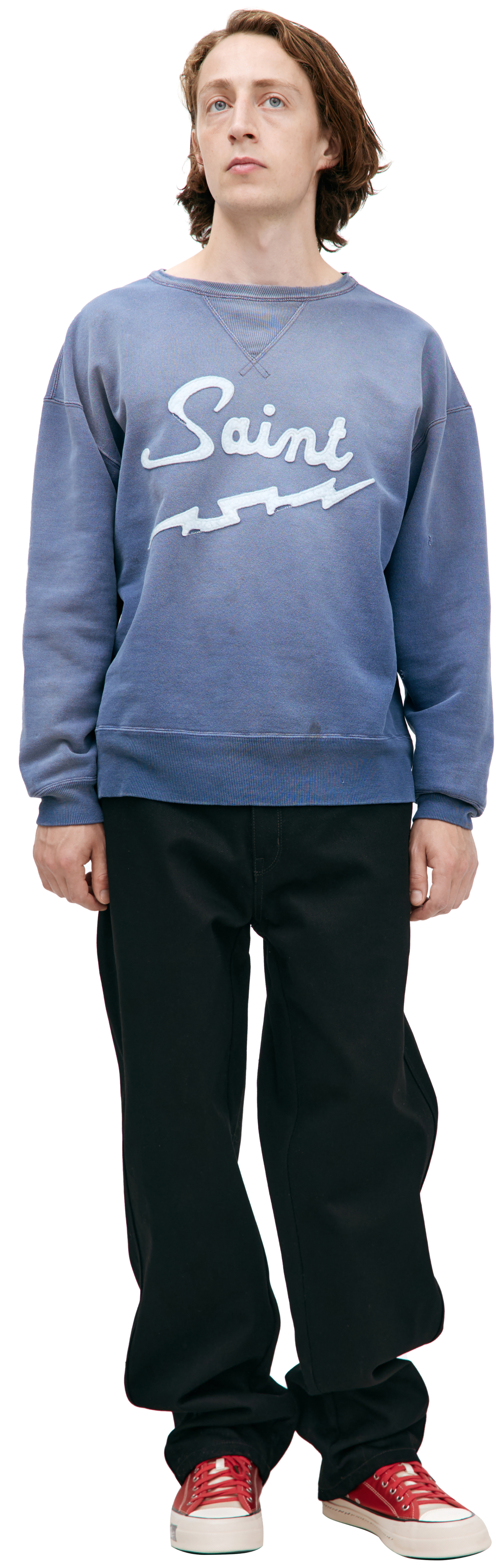 Saint Mxxxxxx Голубой свитшот с логотипом