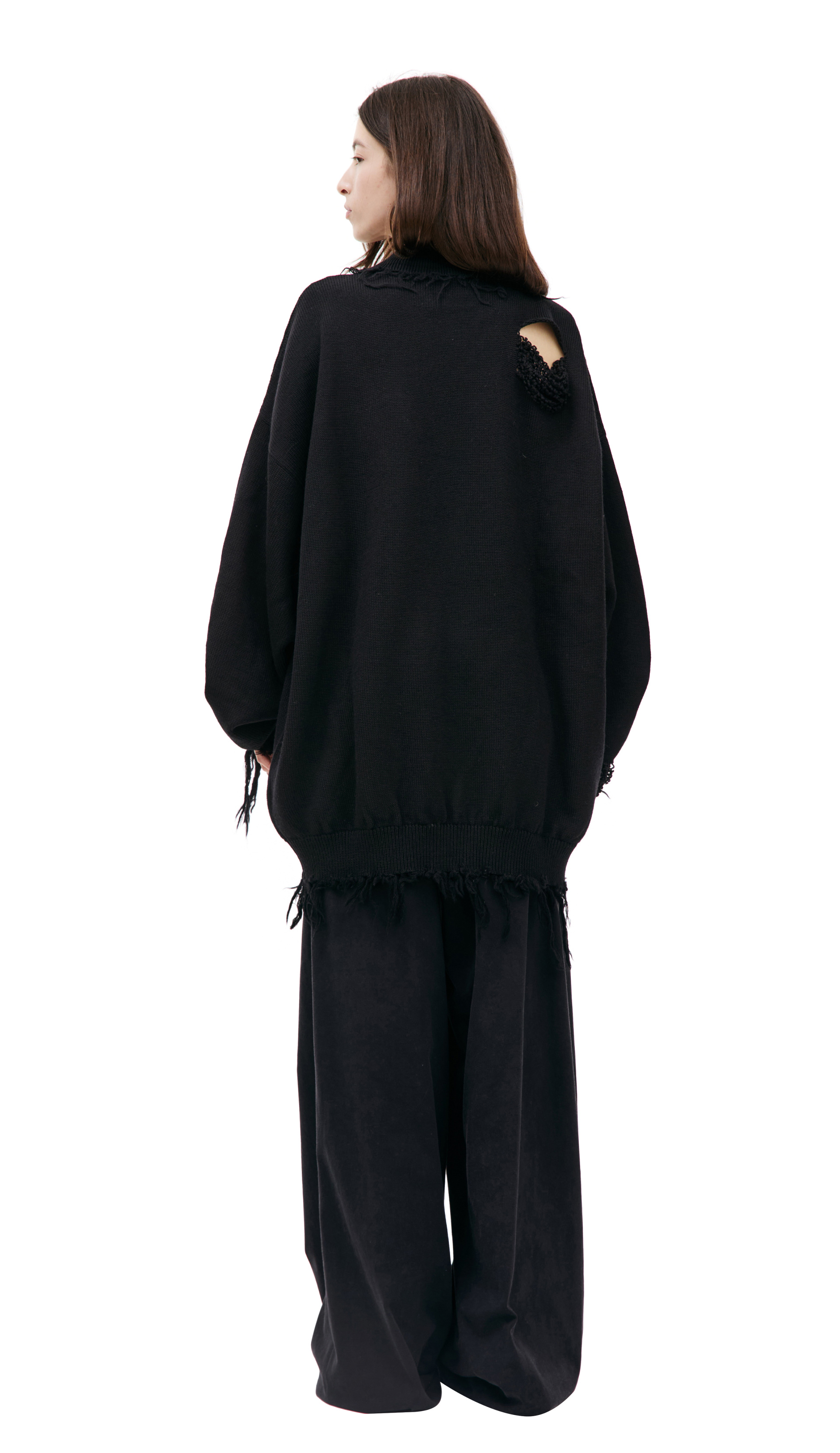 VETEMENTS Рваный оверсайз свитер из шерсти