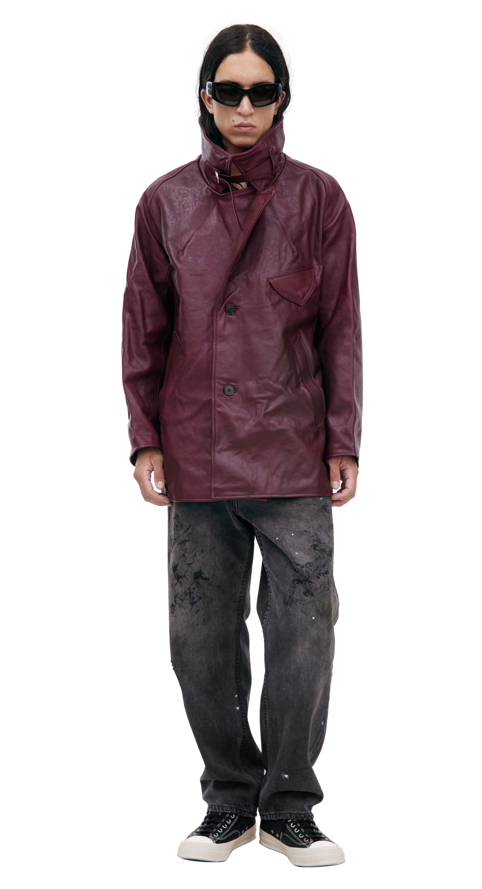 Enfants Riches Déprimés Бордовая куртка из кожи