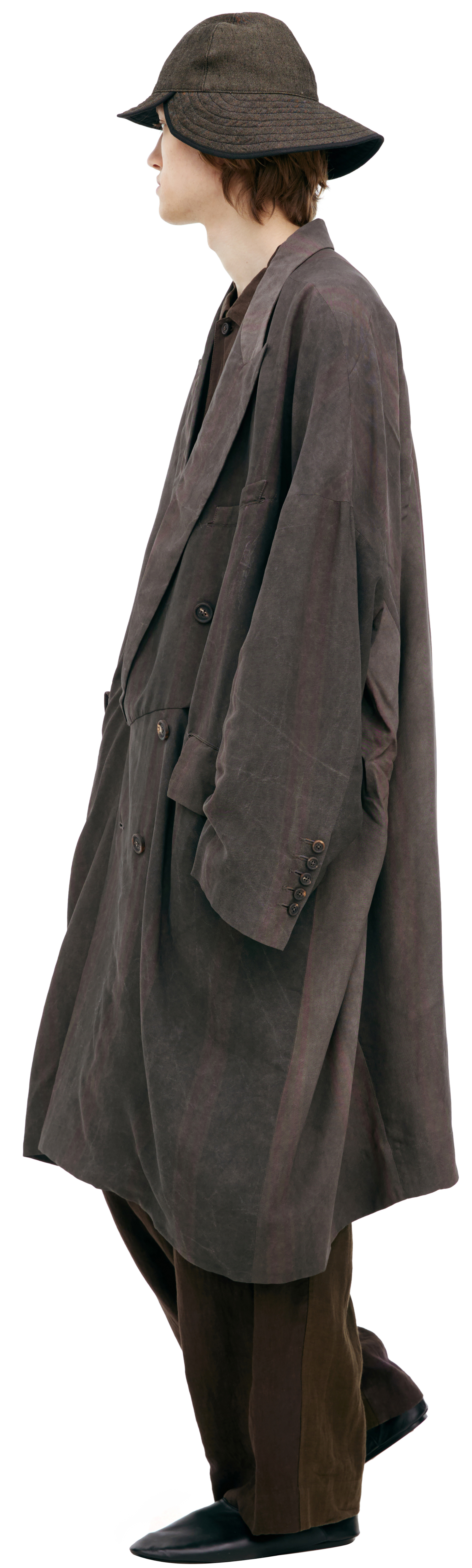 Ziggy Chen Двубортный тренч в полоску