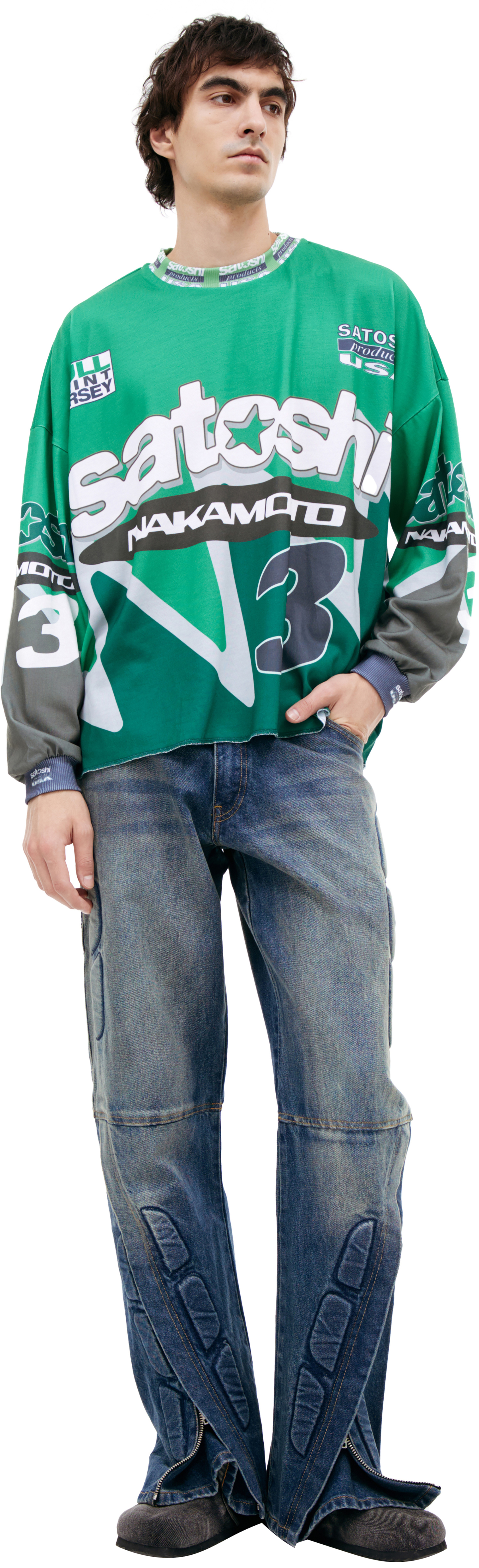 Satoshi Nakamoto Зеленый лонгслив с логотипом