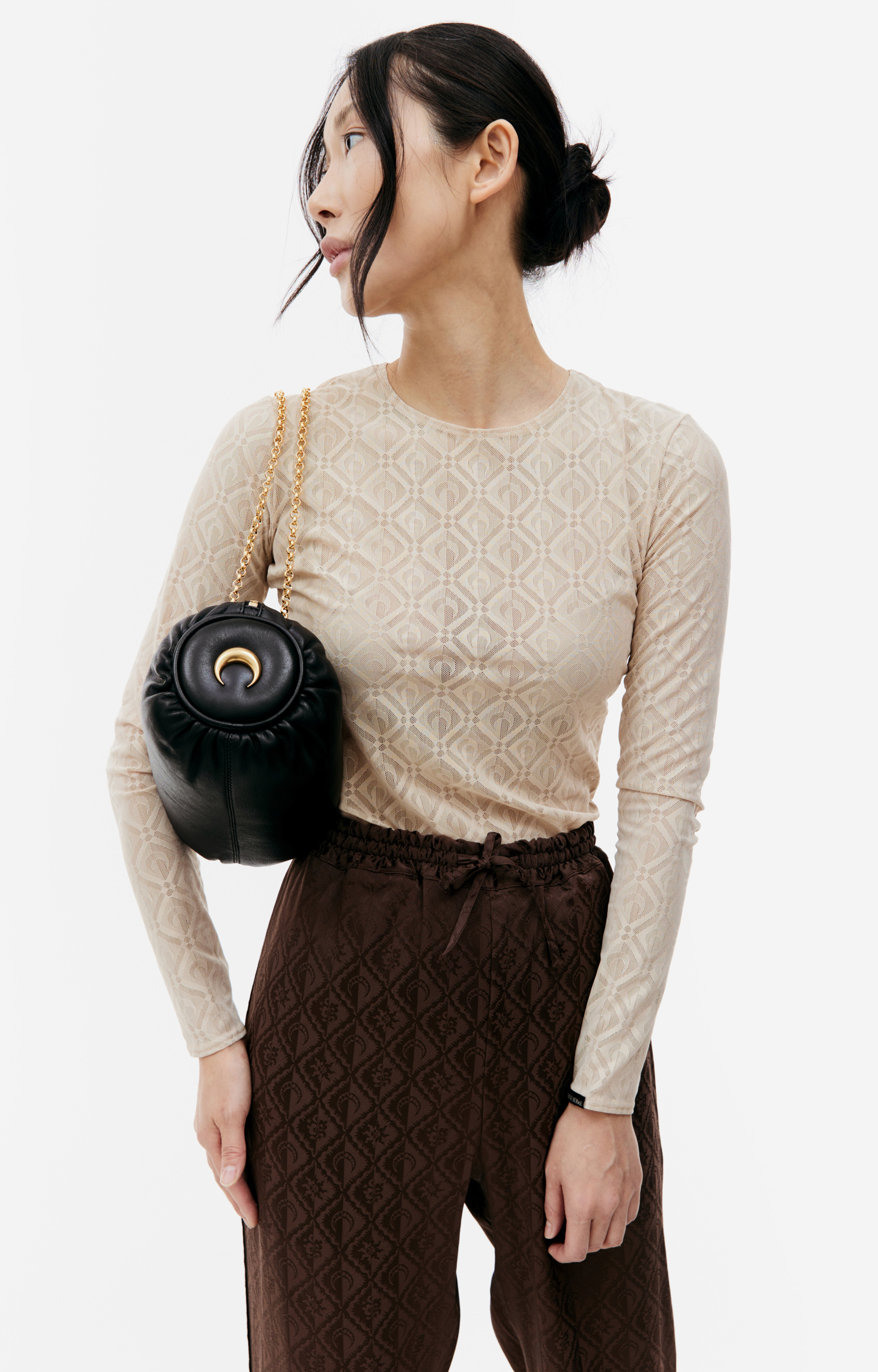 MARINE SERRE Кожаная сумка \'Pillow\' на металлической цепочке