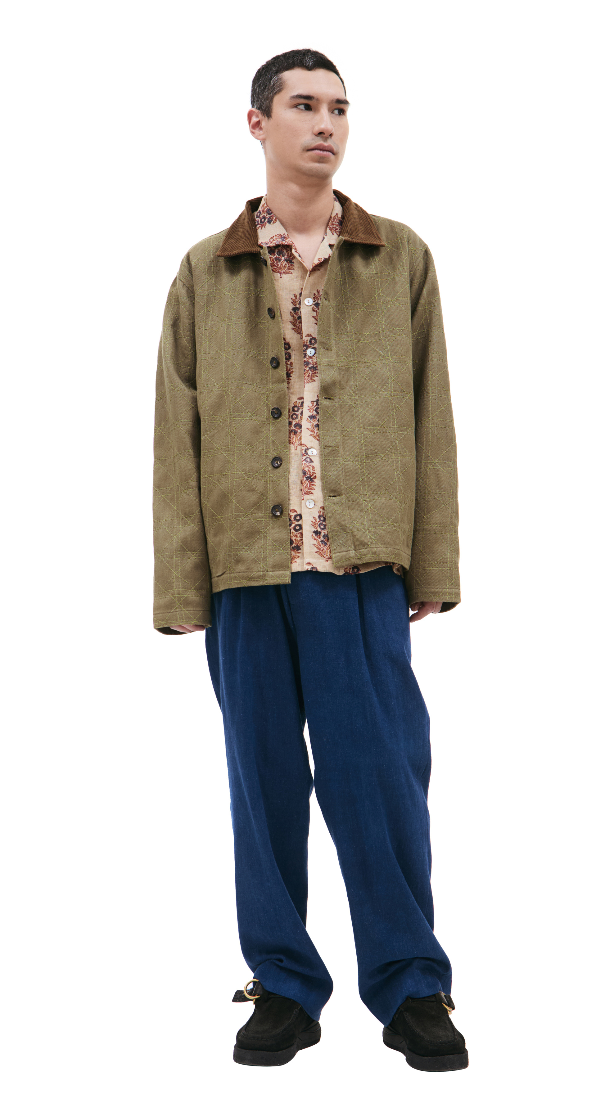 KARTIK Research Простроченная куртка с вельветовым воротником