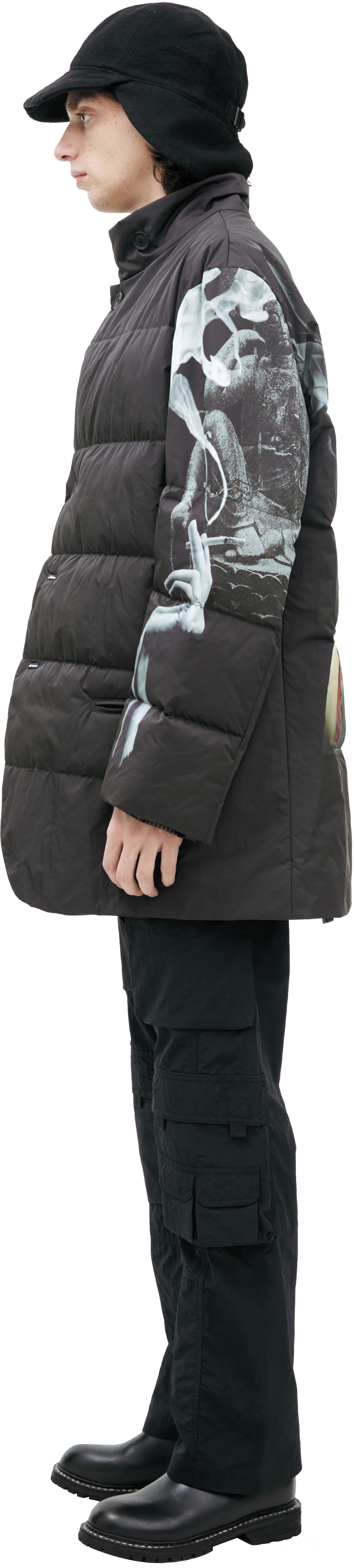Yohji Yamamoto Стеганая куртка с принтом