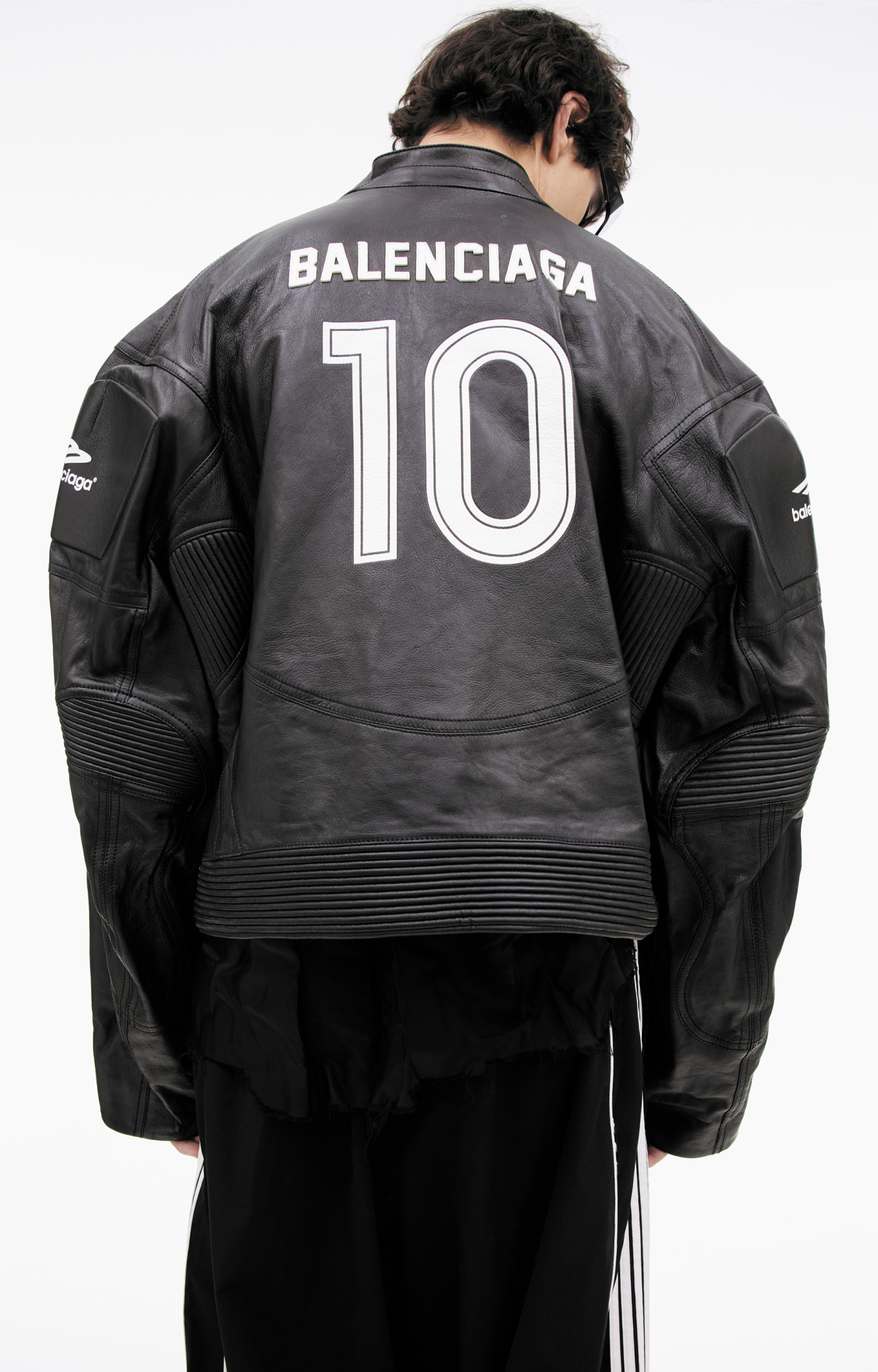 Balenciaga Кожаная куртка с логотипом
