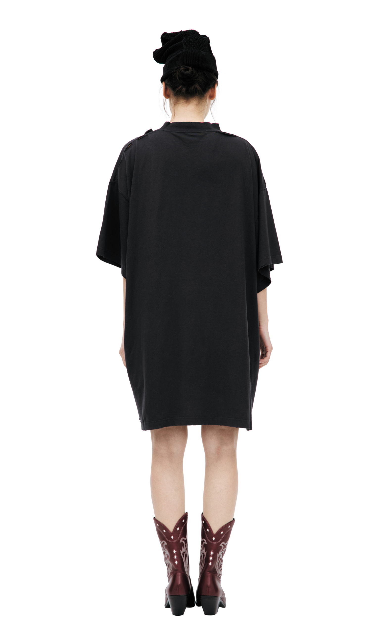 Balenciaga Футболка-811688/TRVU6/9034 принт лого в стиле таблицы Сивцева, черн