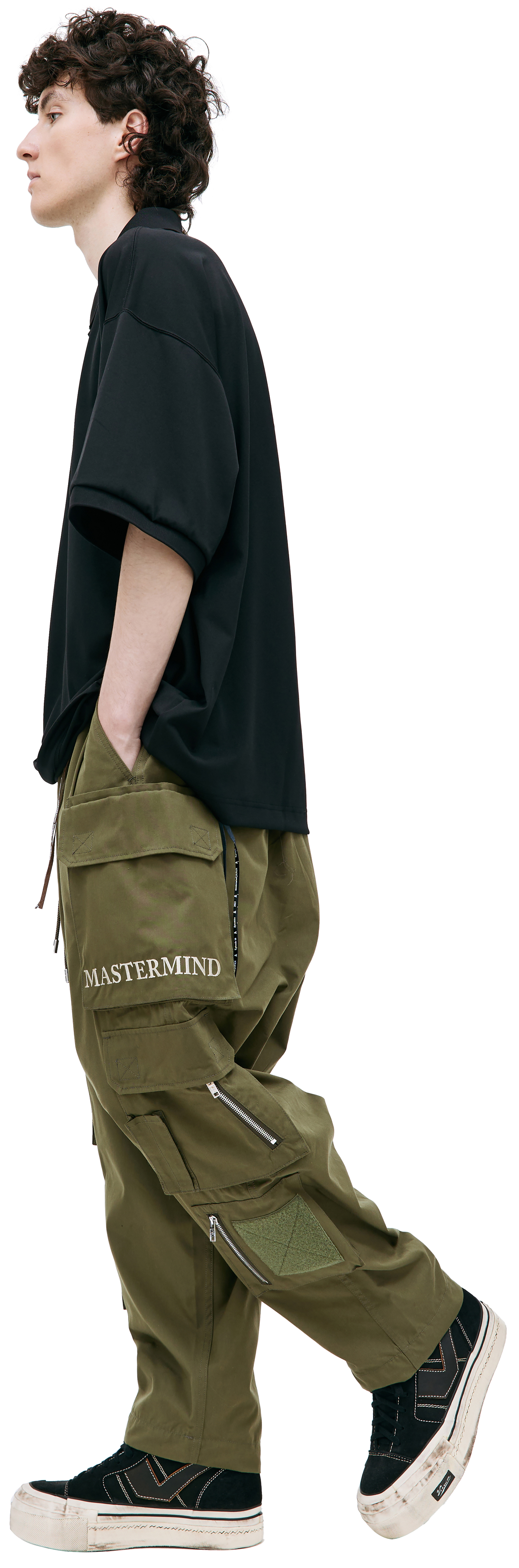 Mastermind WORLD Черное поло с вышивкой