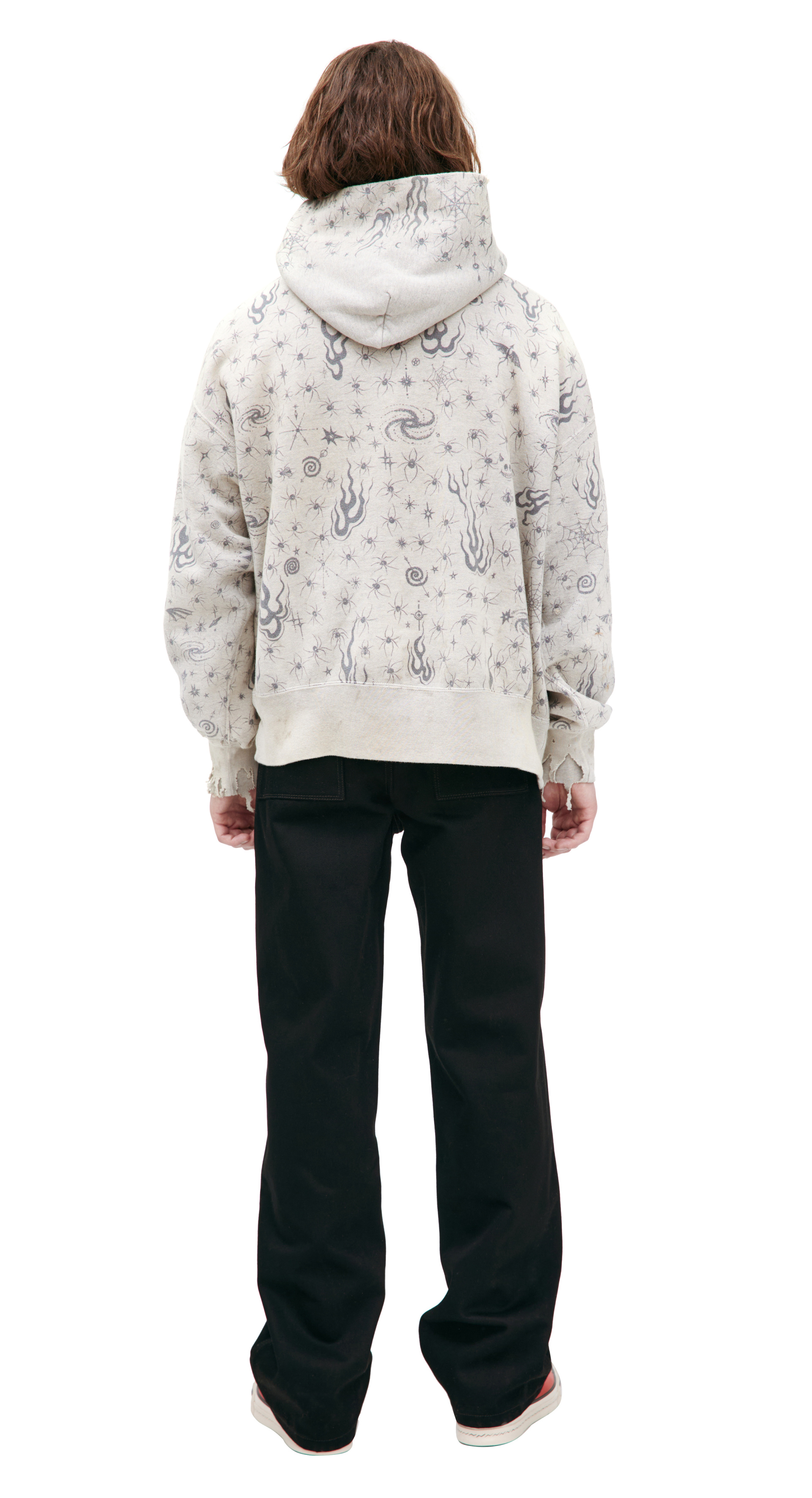 Saint Mxxxxxx Серое худи с монопринтом