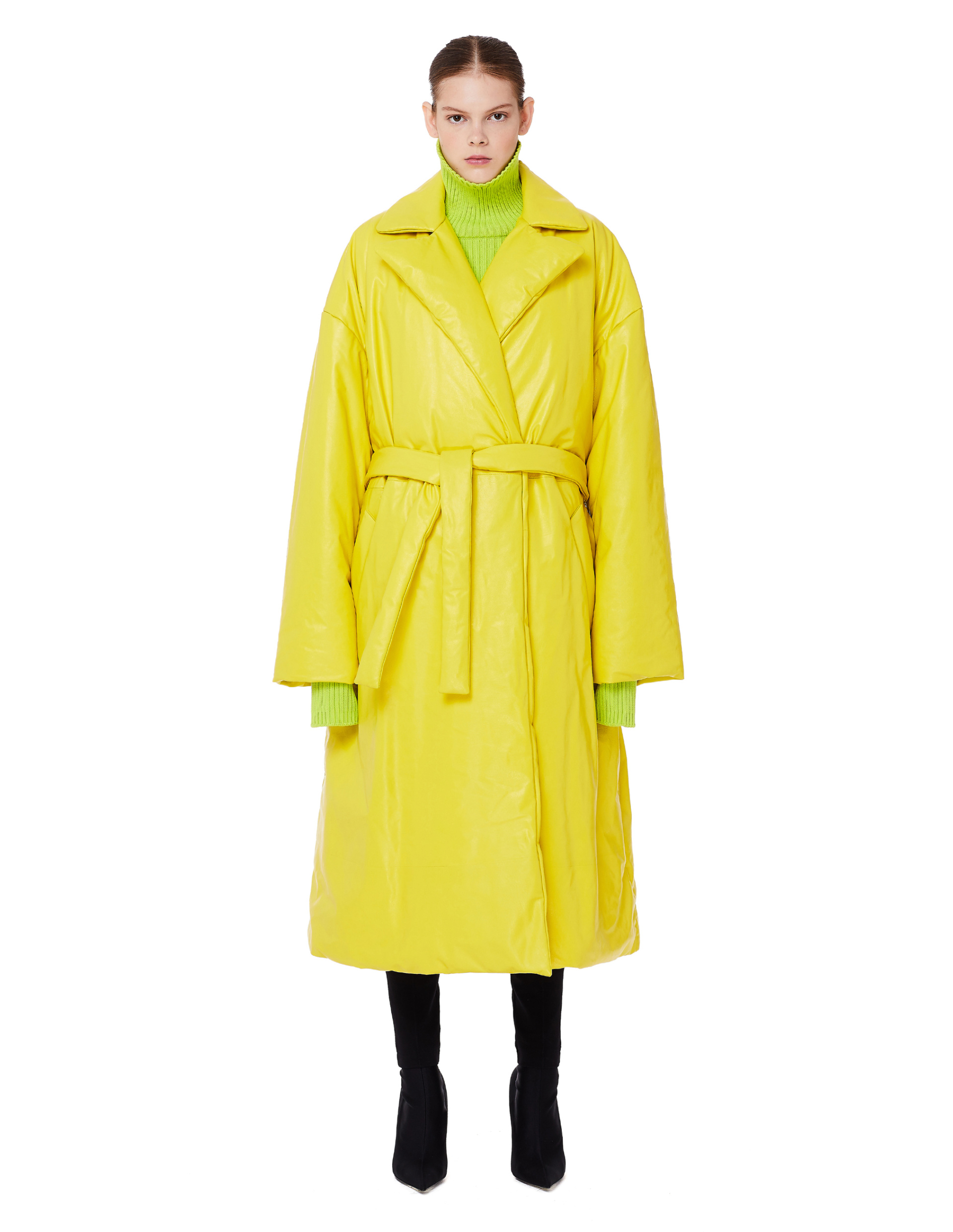 Balenciaga Утепленный кожаный плащ Wrap