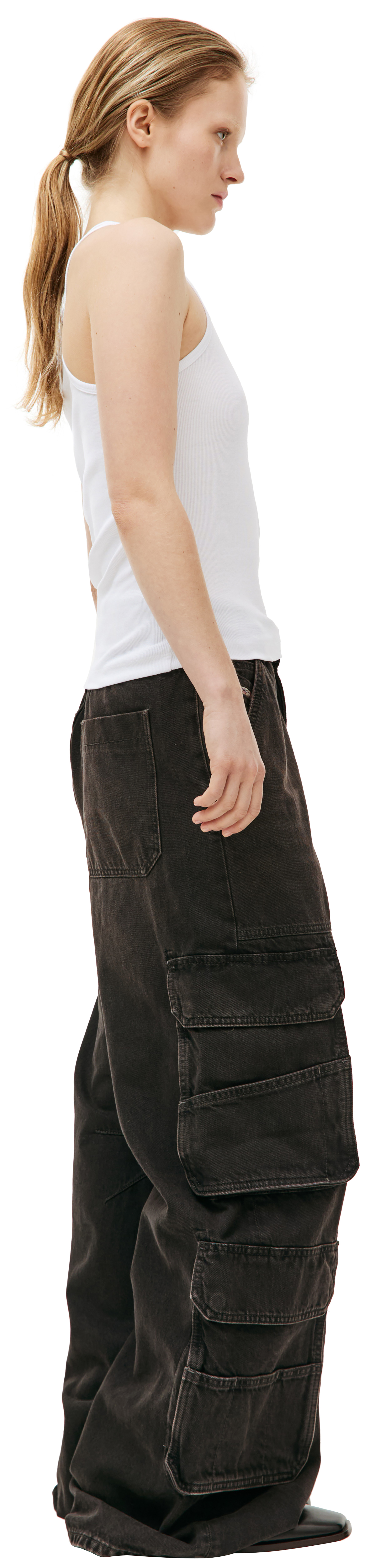 MARINE SERRE Белая майка в рубчик